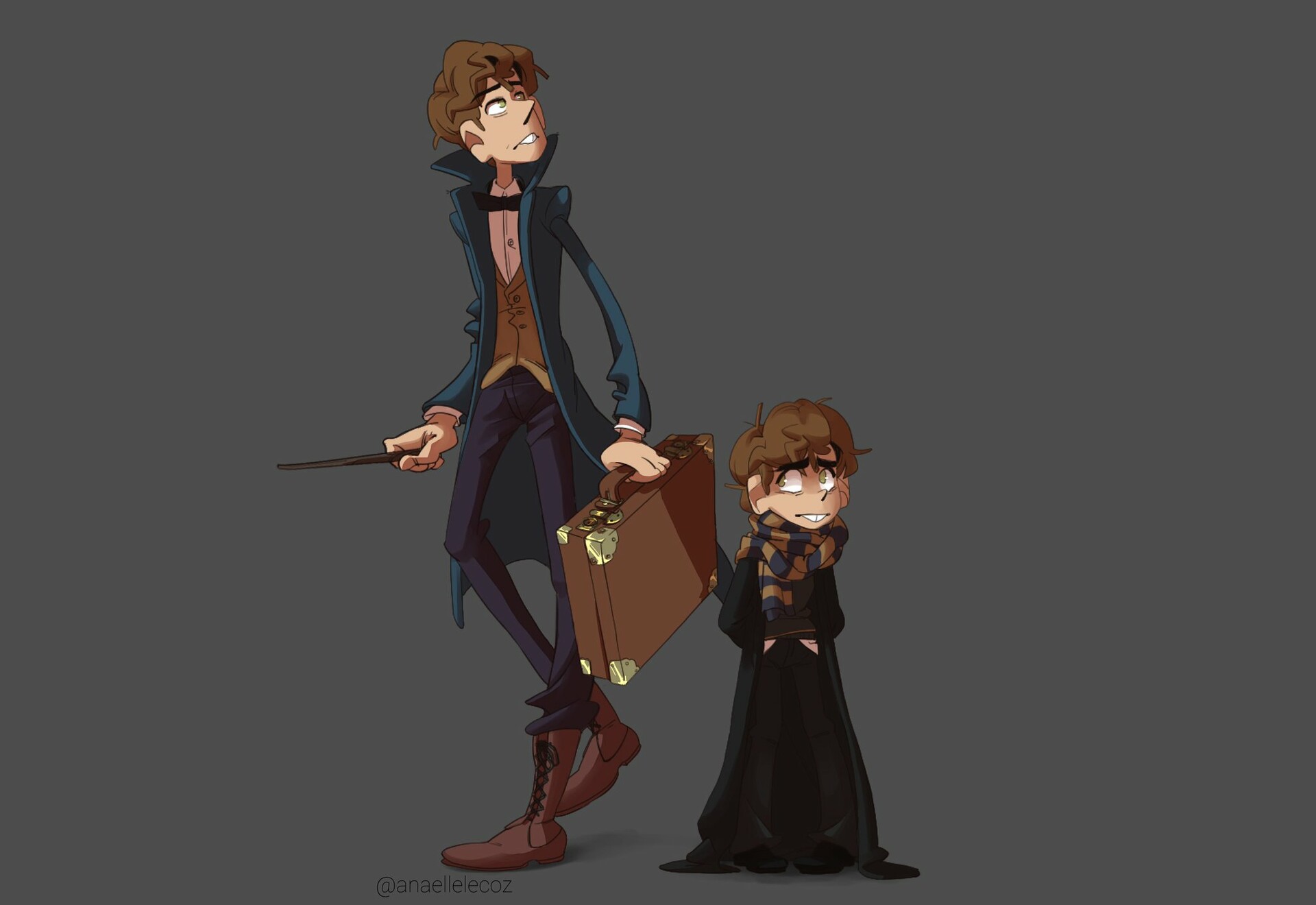 Work on designing Newt Scamander, the protagonist of Fantastic Beasts and W...