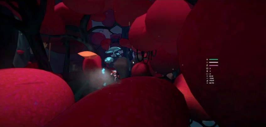 jumping through the trees in the swampy center area, everything is traversable (this gif is sped up to decrease its size).
