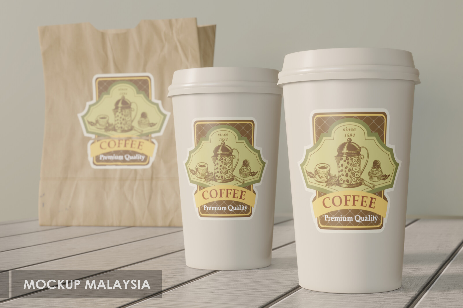 Artstation Coffee And Paper Bag 3d Mockup Ahmad Azizi