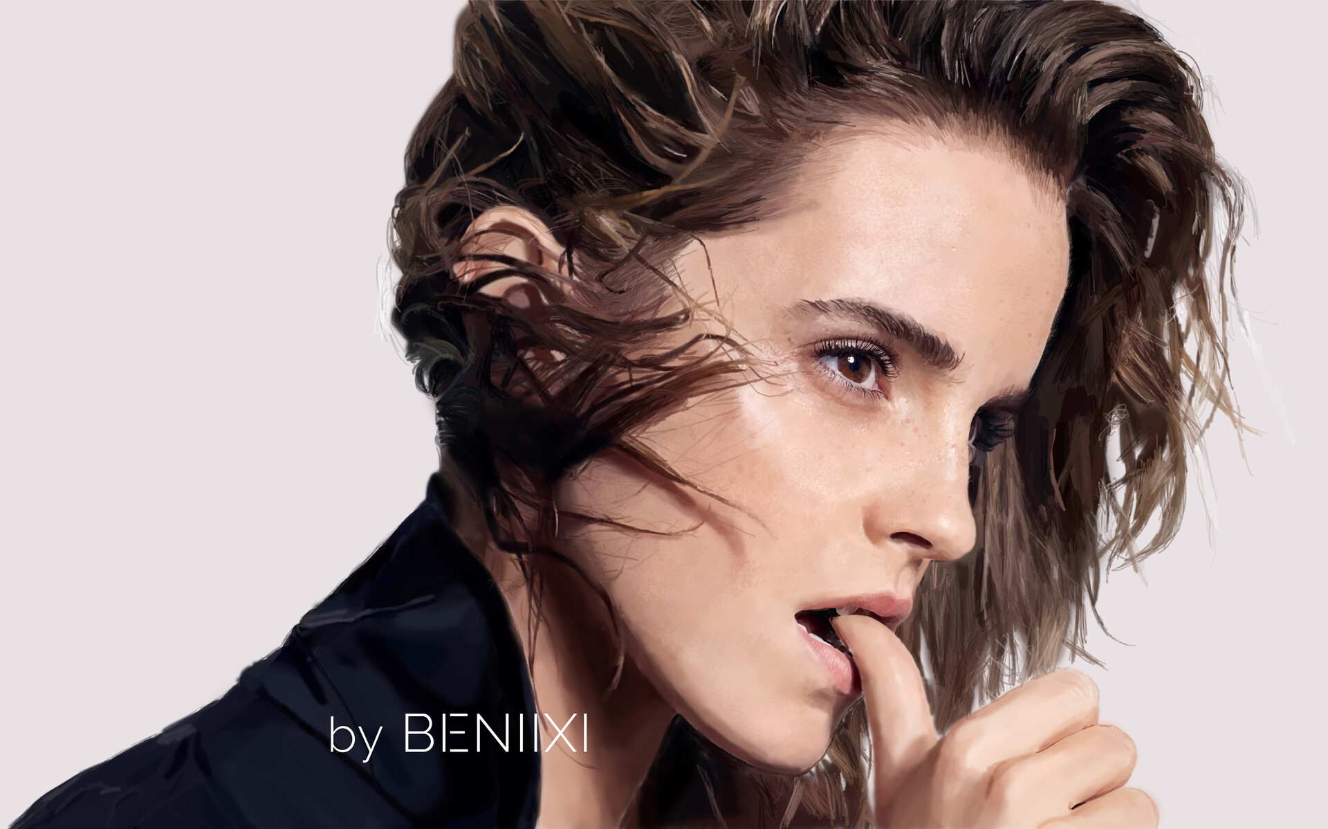 Artstation Emma Watson Realistic Digital Painting Ben Iixi