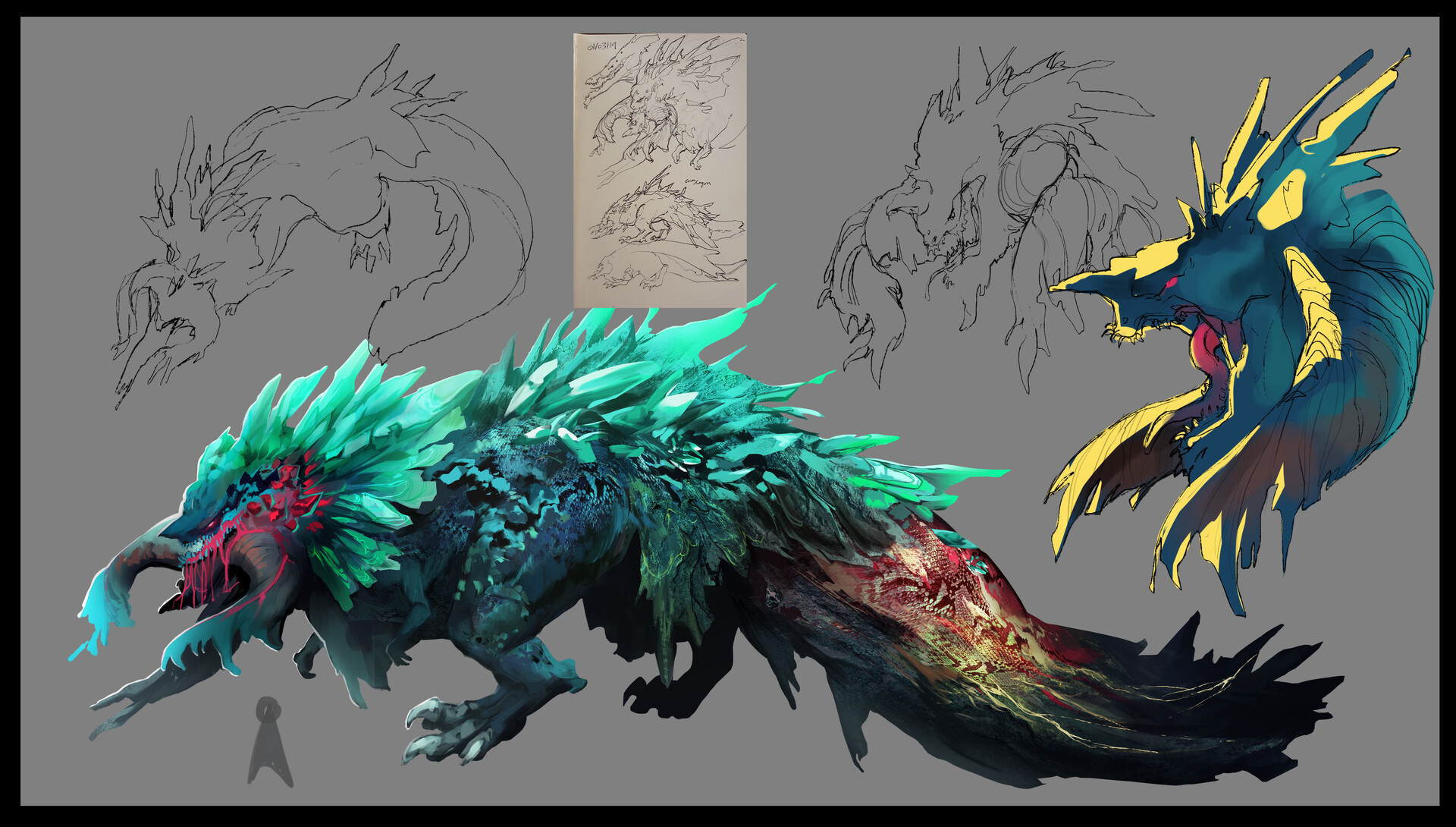 ArtStation - Crystal Bandersnatch Dragon Concepts
