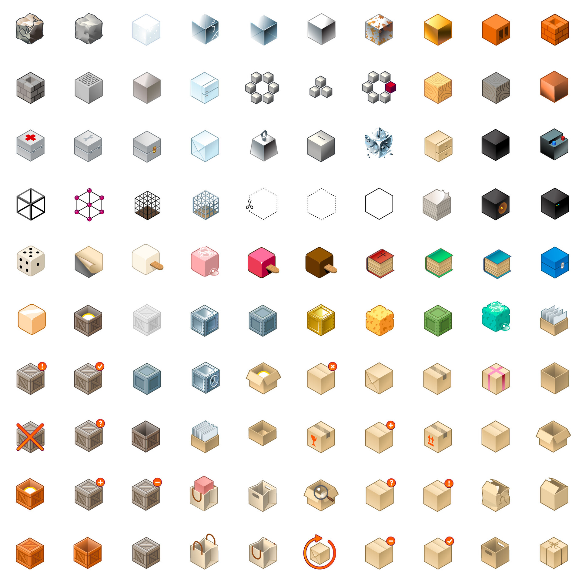 ArtStation - Cube icon set - Vector color isometric icon