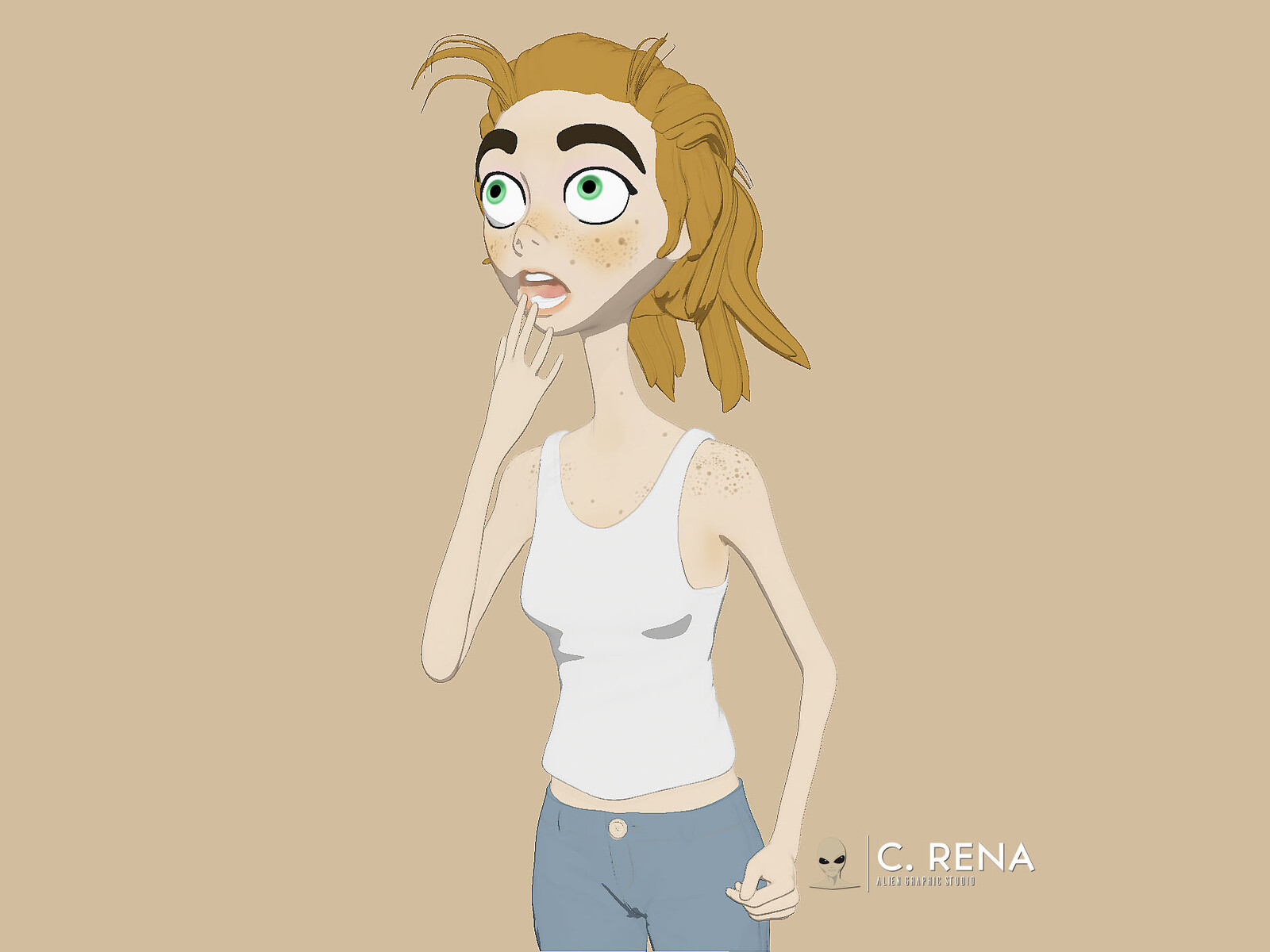 Teenager girl (flat color illustration)