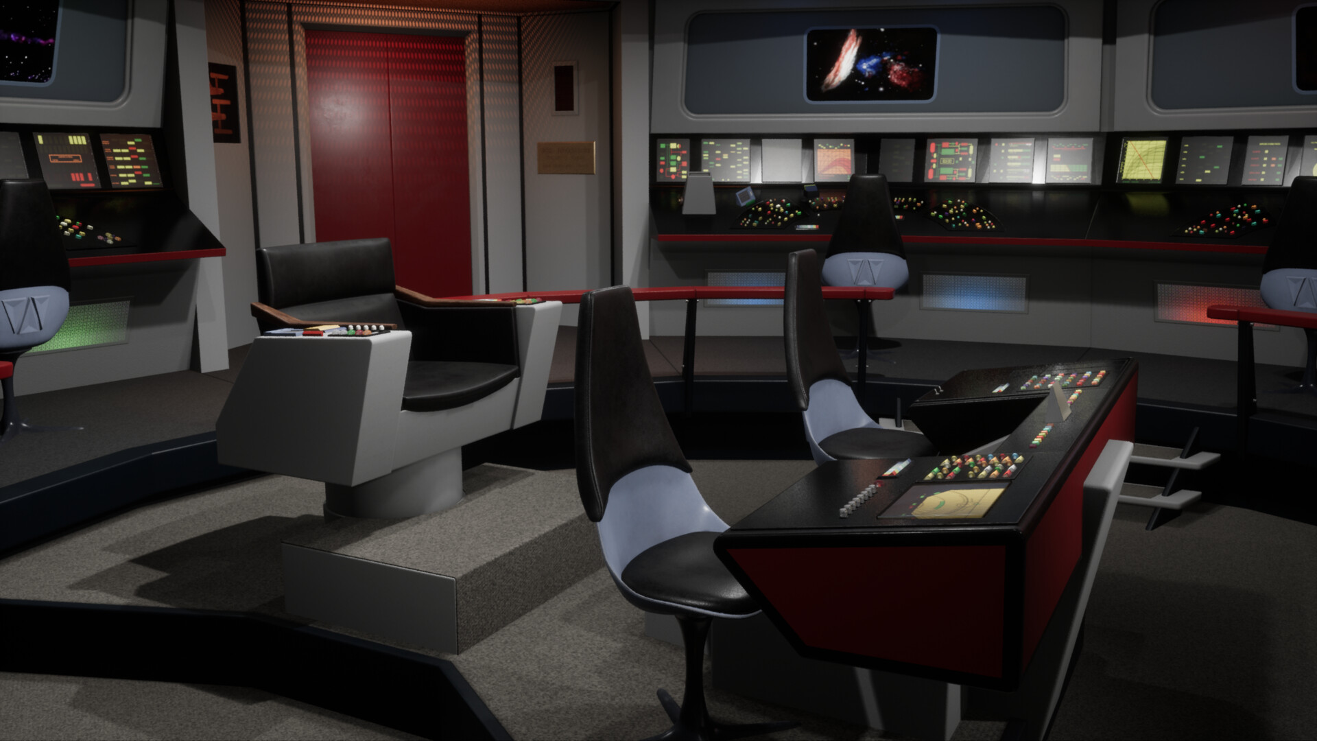 The command bridge of the U.S.S. Enterprise NCC-1701 as seen in Star Trek: ...