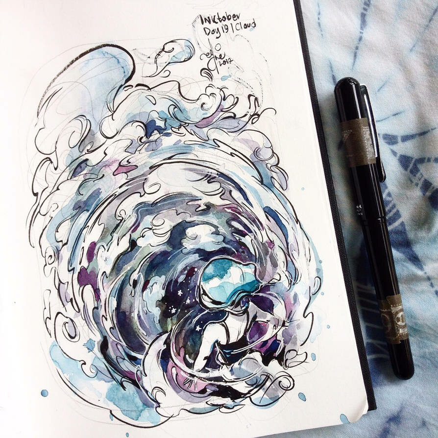 INKtober day 19| cloud. Sadly I only see haze out my window