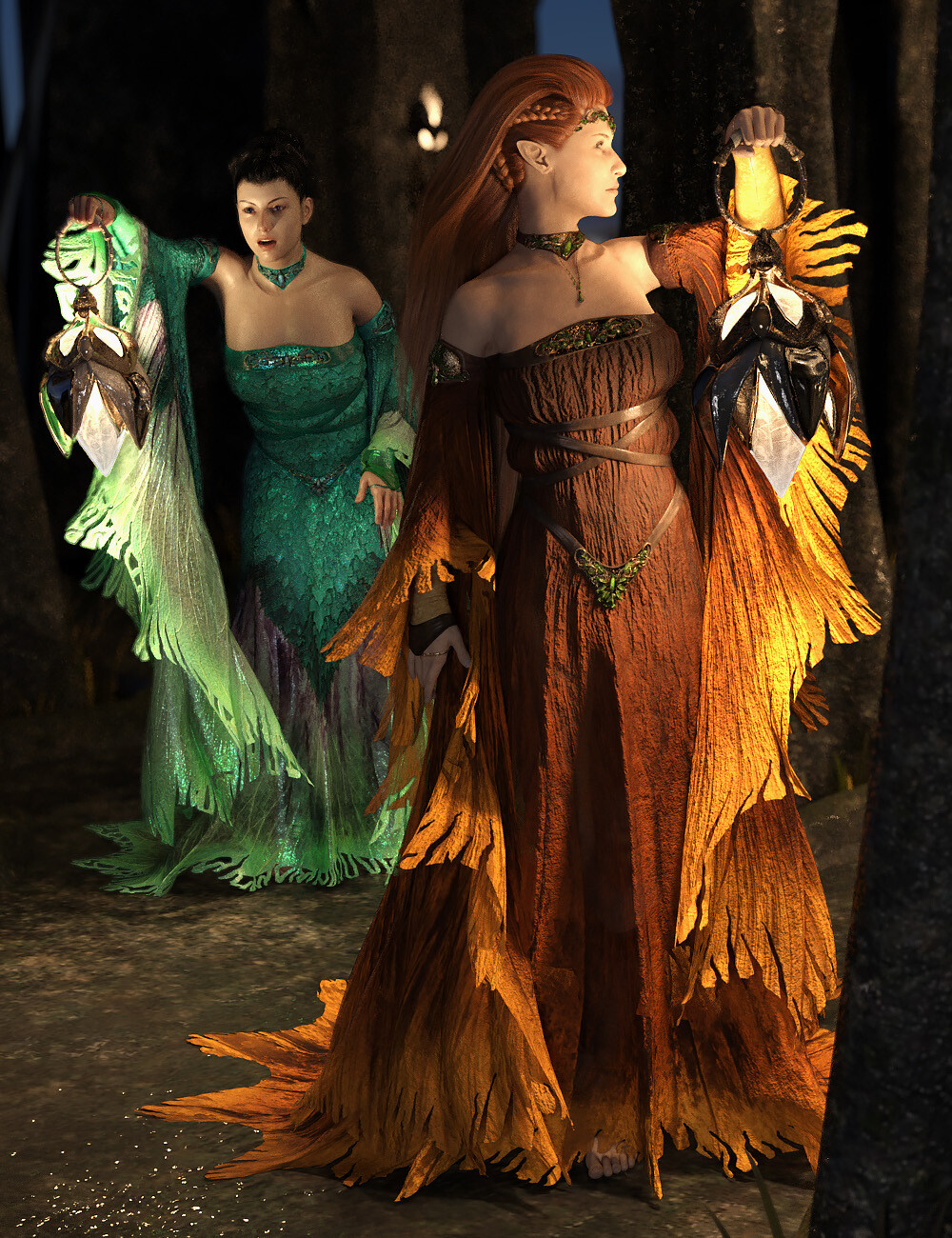 "The Sylphs"
Promo image for an old/new outfit, which was conferted from the ancient Victoria 4 figure to Genesis 8 Female.
And while I was at it I redid all the textures. Oh fun :D