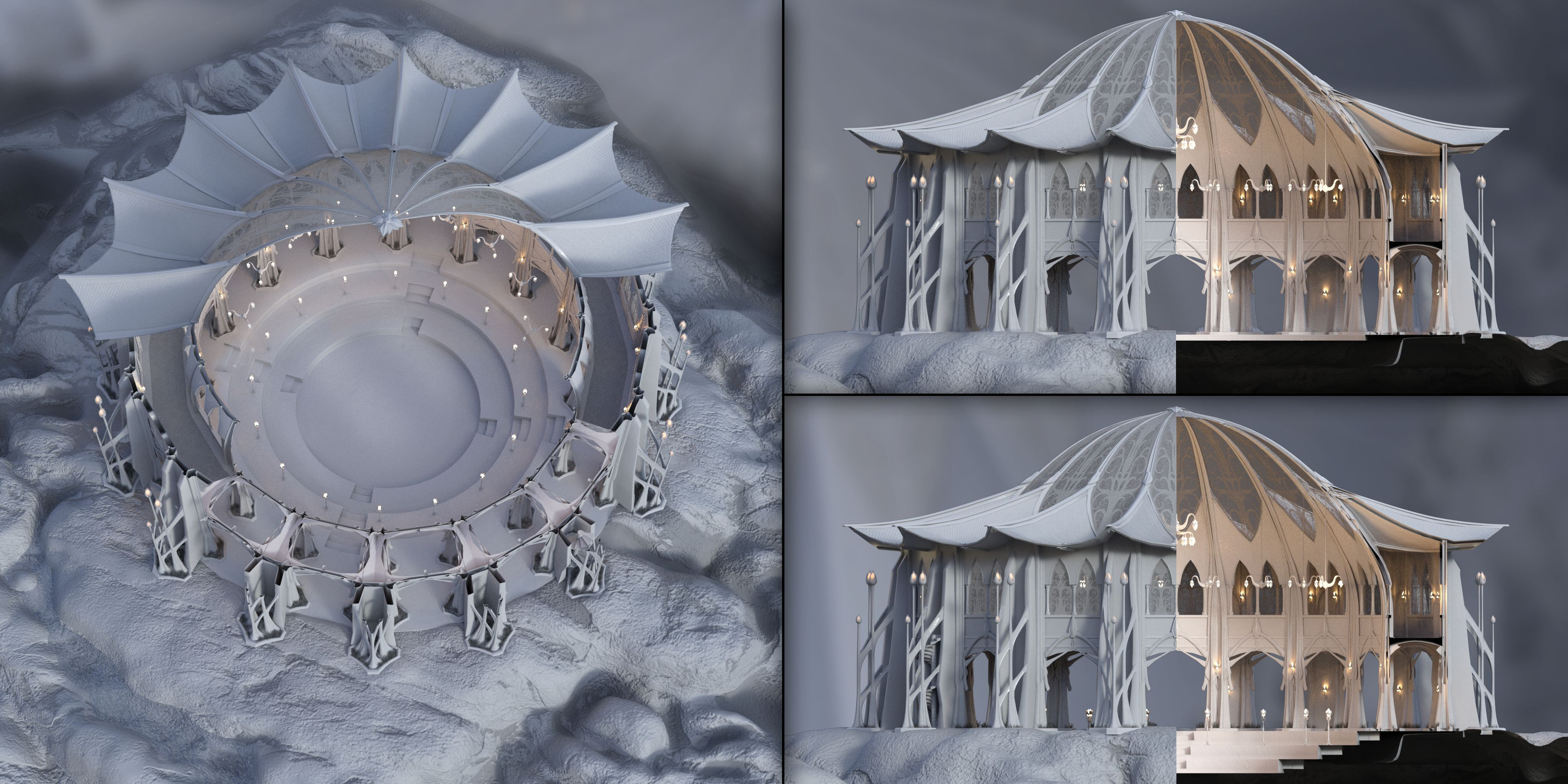 "Sylph Pavilion, Overview 1"
A collage of cutaways of the whole pavilion.
