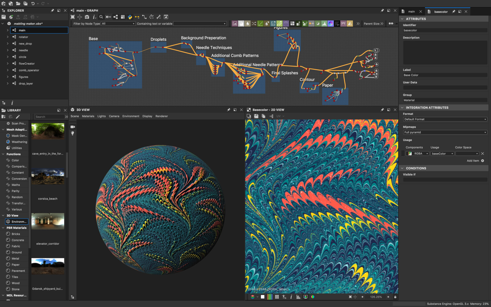 node graph of the material