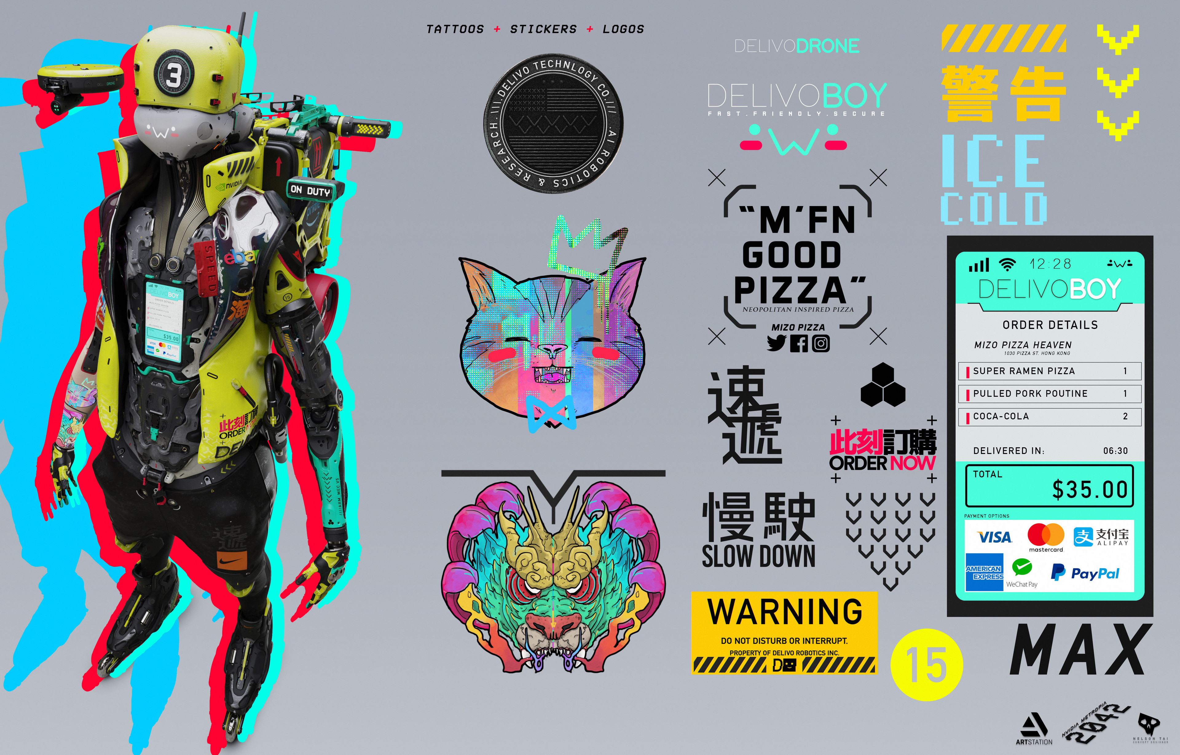 Tattoos, stickers, and UI on DelivoBoy!