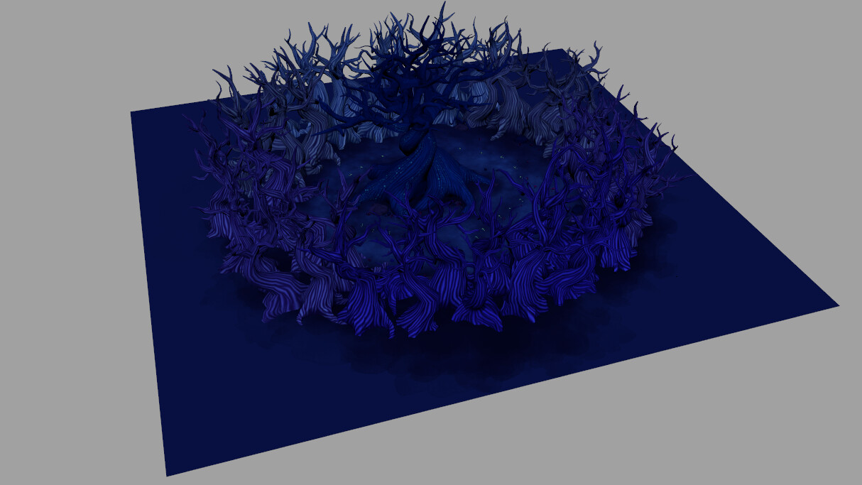 The clearing had to be condensed and thick to give the illusion of a thick forest