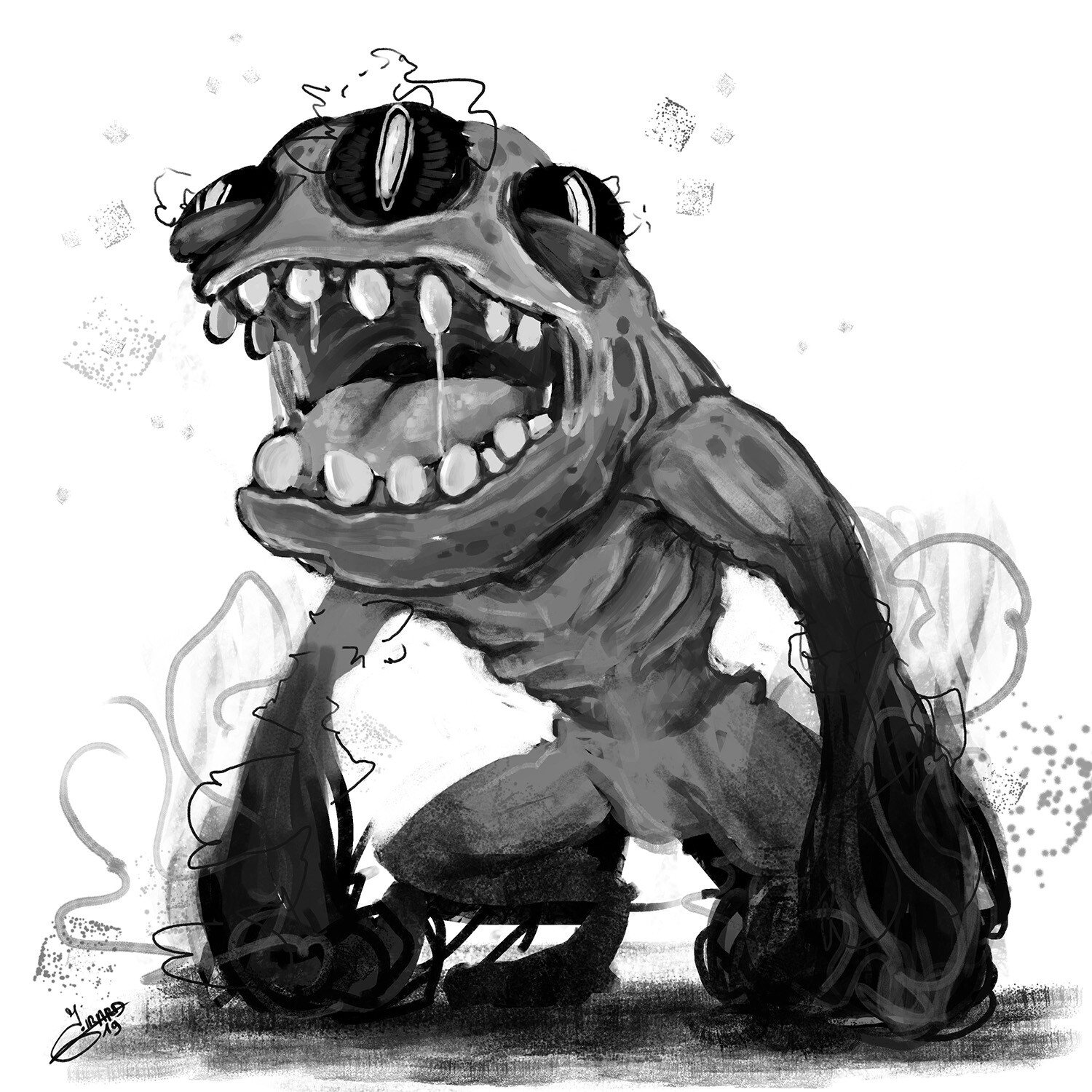 creepy scetches of cartoon monsters