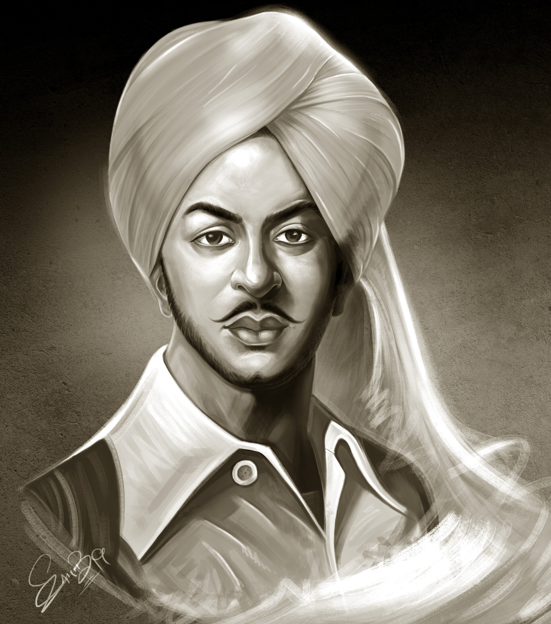 Step by Step How to Draw Bhagat Singh : DrawingTutorials101.com