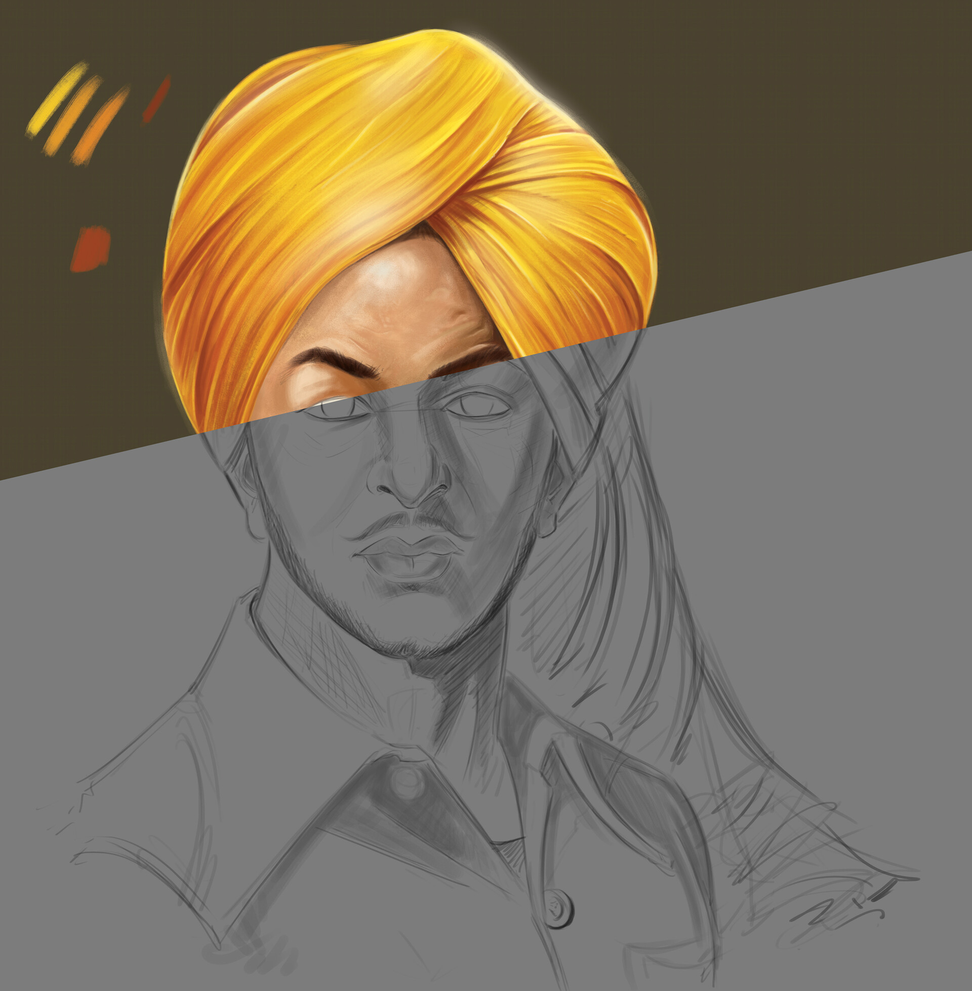 Artstation Shaheed E Azam Bhagat Singh Sahib Draws