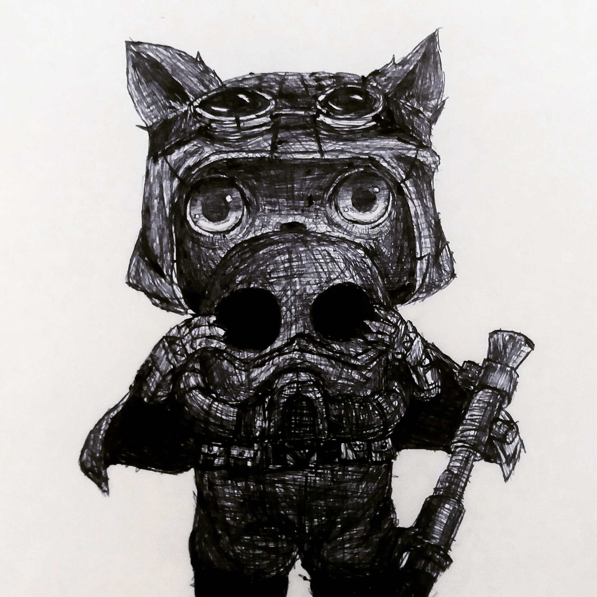 Ciprian Aninoiu Black White Character Sketches Teemo champion official splash art for omega squad skin. black white character sketches