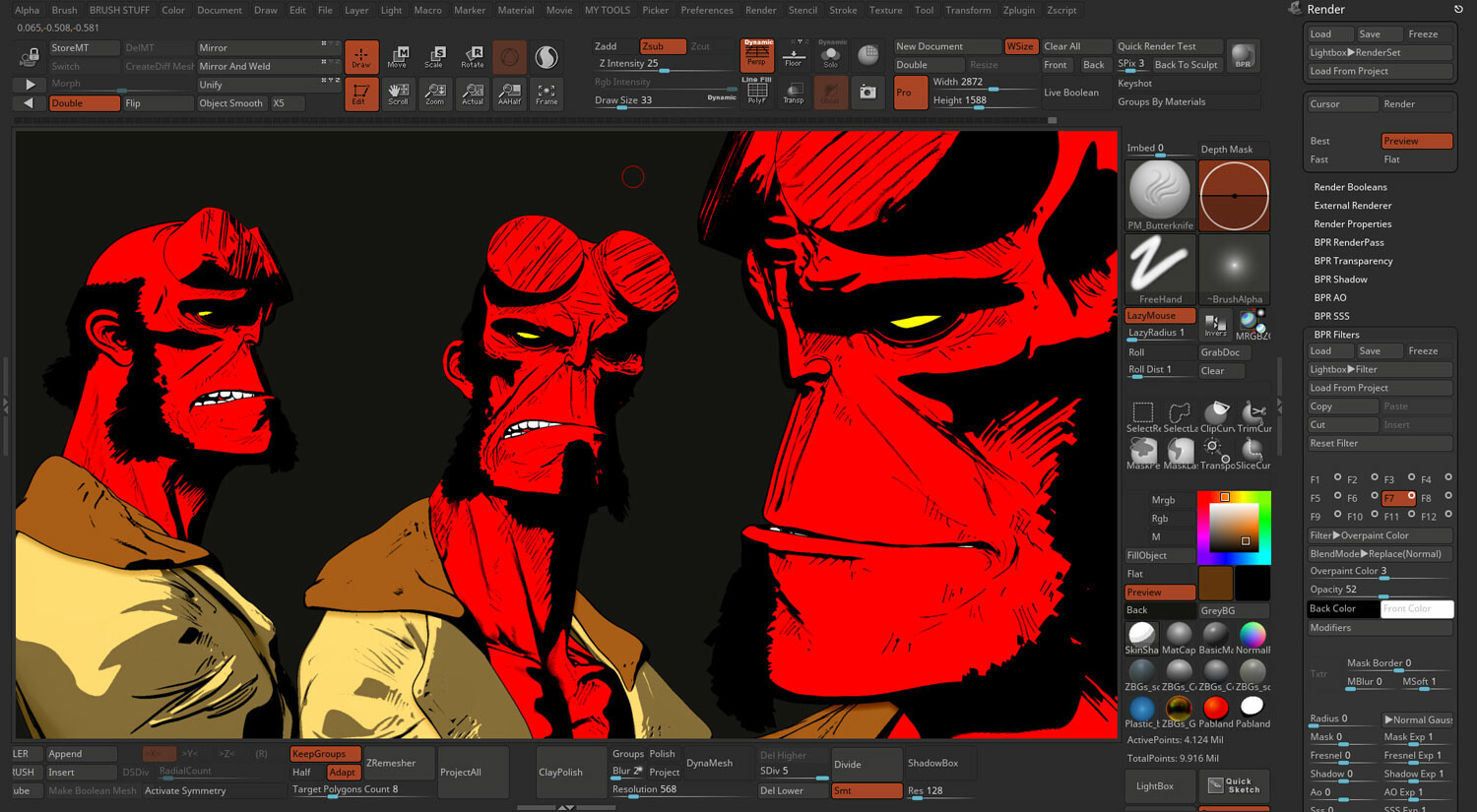 Hellboy fanart ZBrush 2019 comic style render