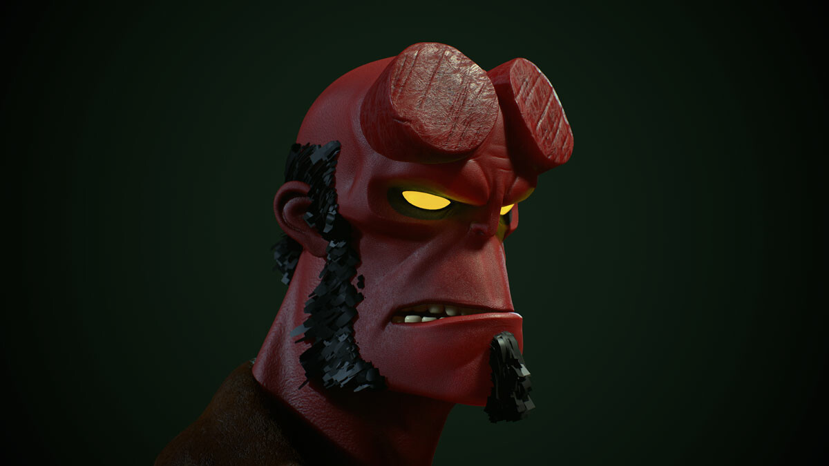 Hellboy fanart light closeup
