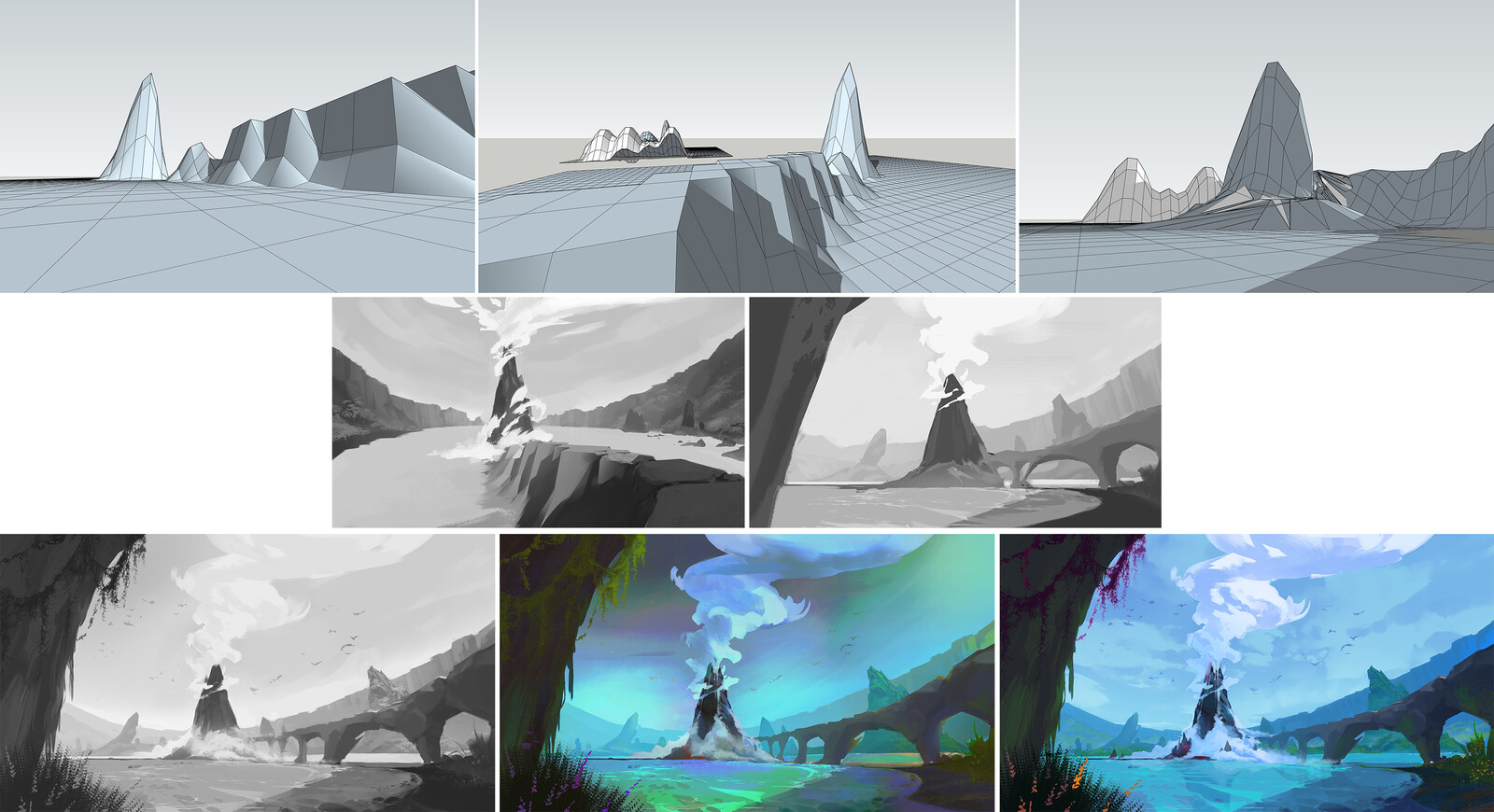 Process - from sketchup to color roughs