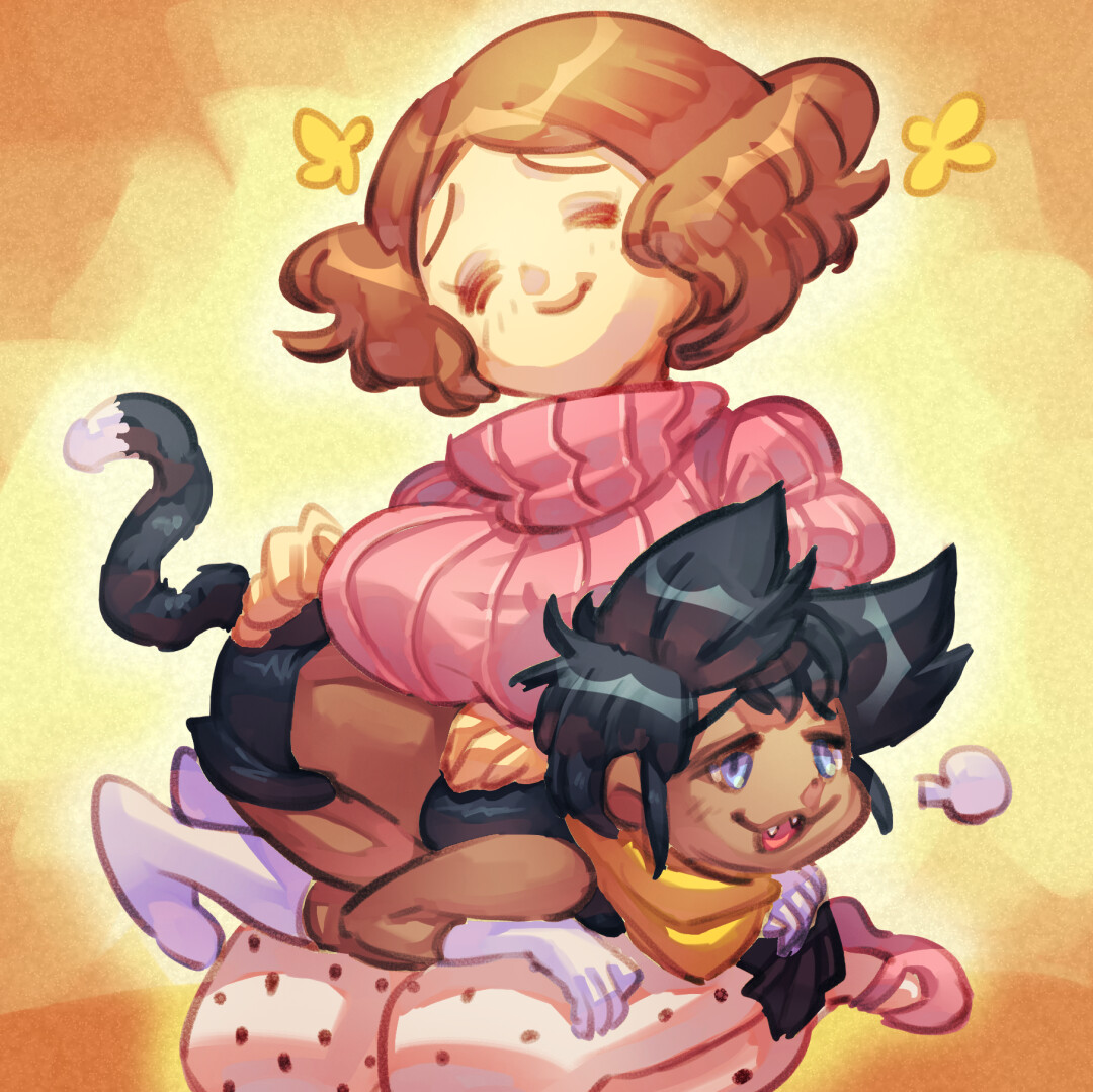 Haru Okumura &amp; Morgana from Persona 5.