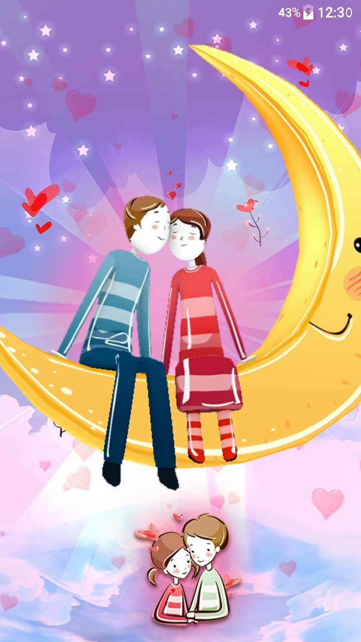 ArtStation - 3D Cute Cartoon Couple on Love Moon