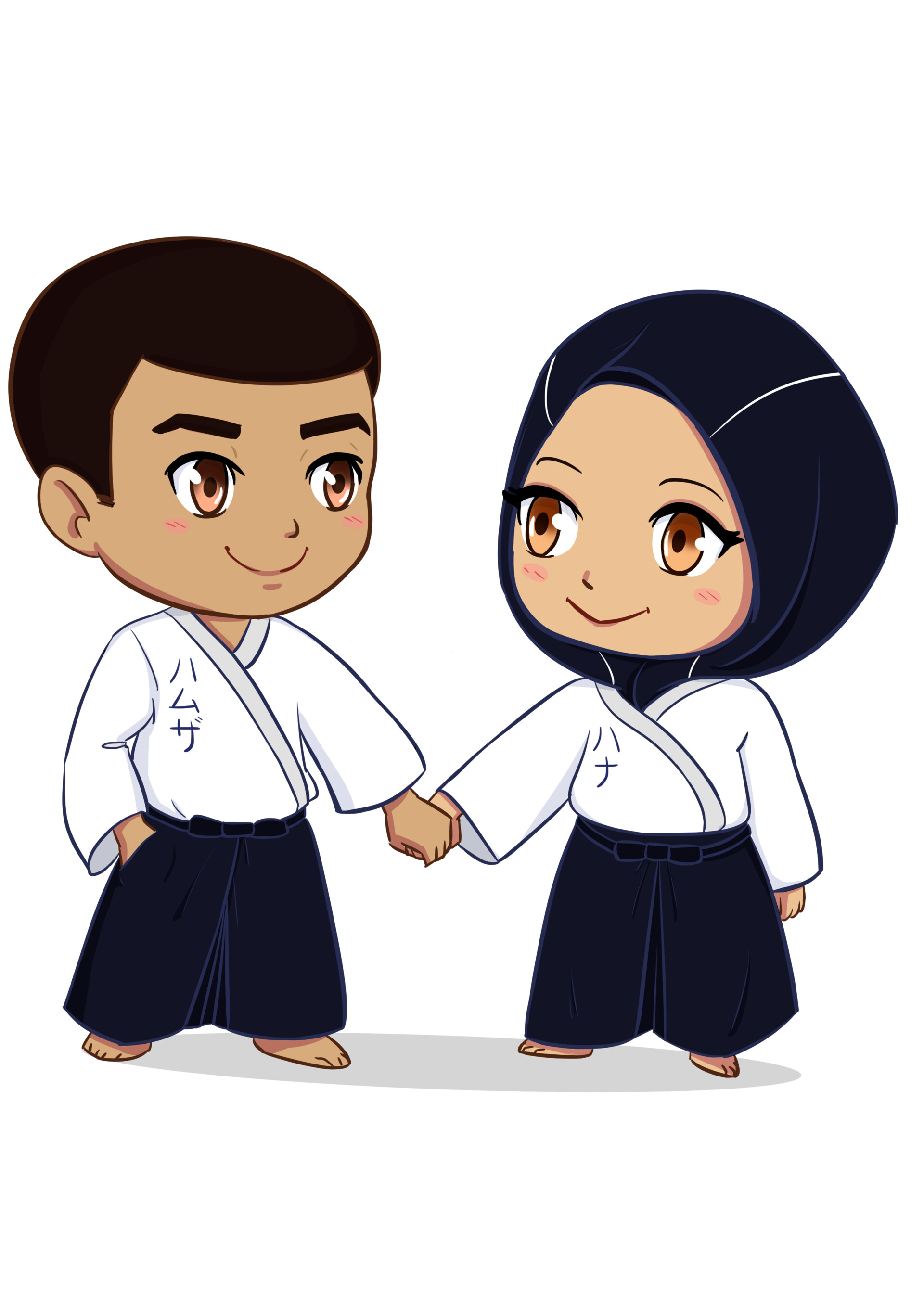 chibis holding hands
