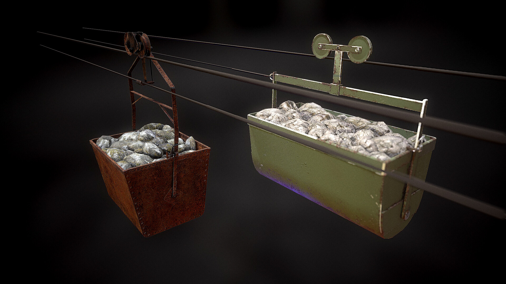 Artstation Mine Historic Ropeway Conveyor Mine Wagon