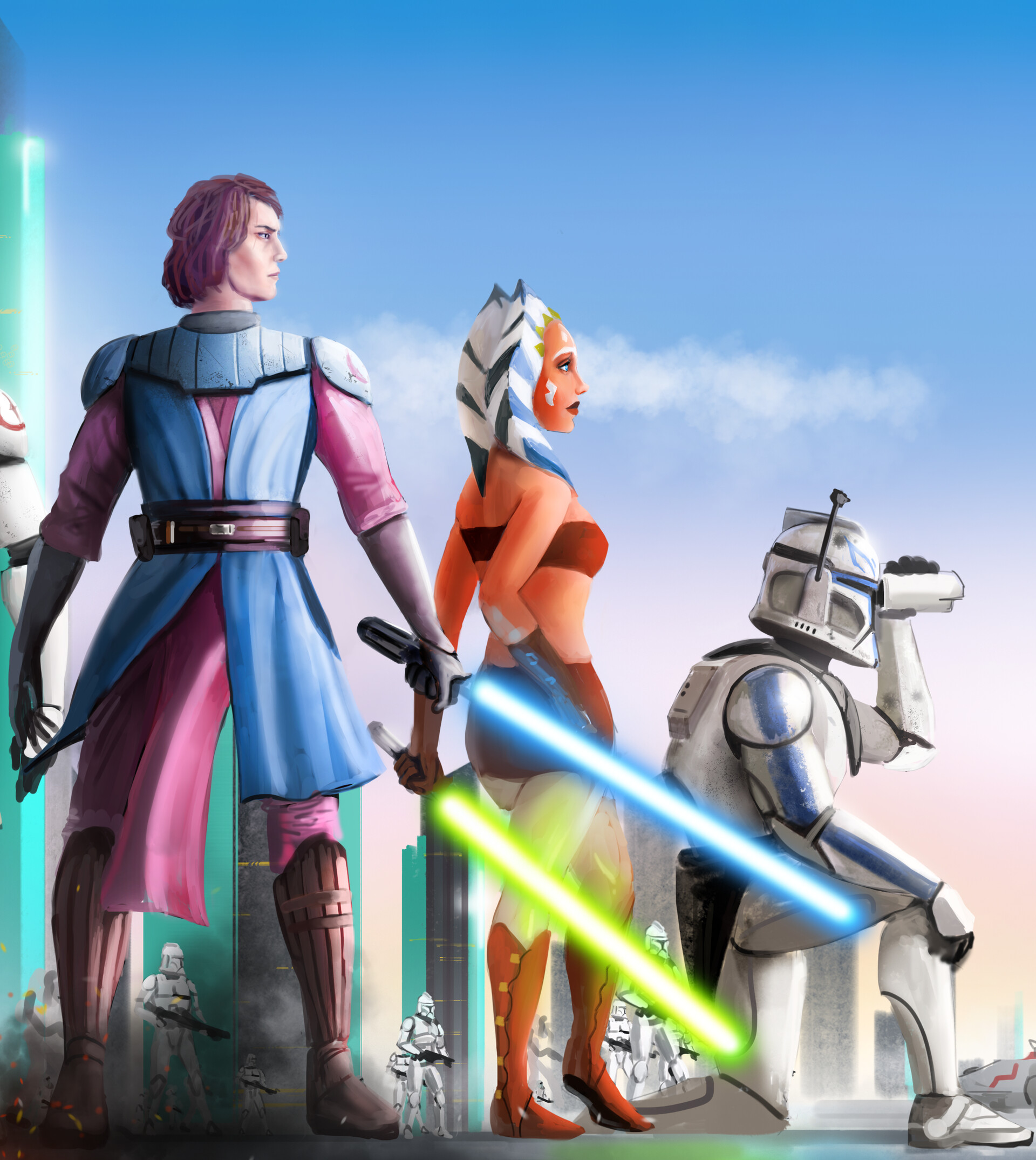 See Anakin Skywalker, Padawan Ahsoka, and Captain Rex in #Ahsoka