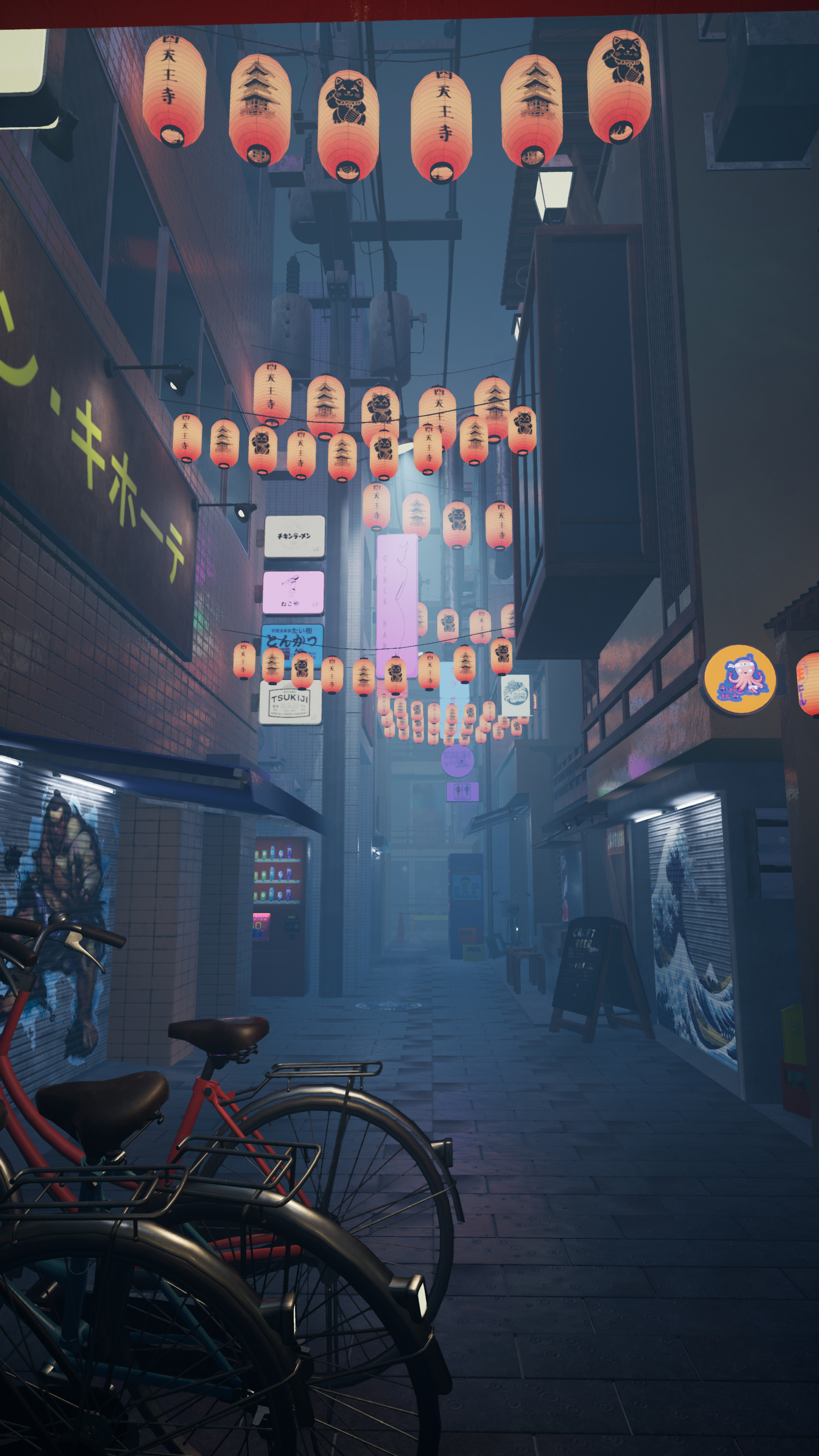 Artstation Japanese Street By Rainy Night Ue4