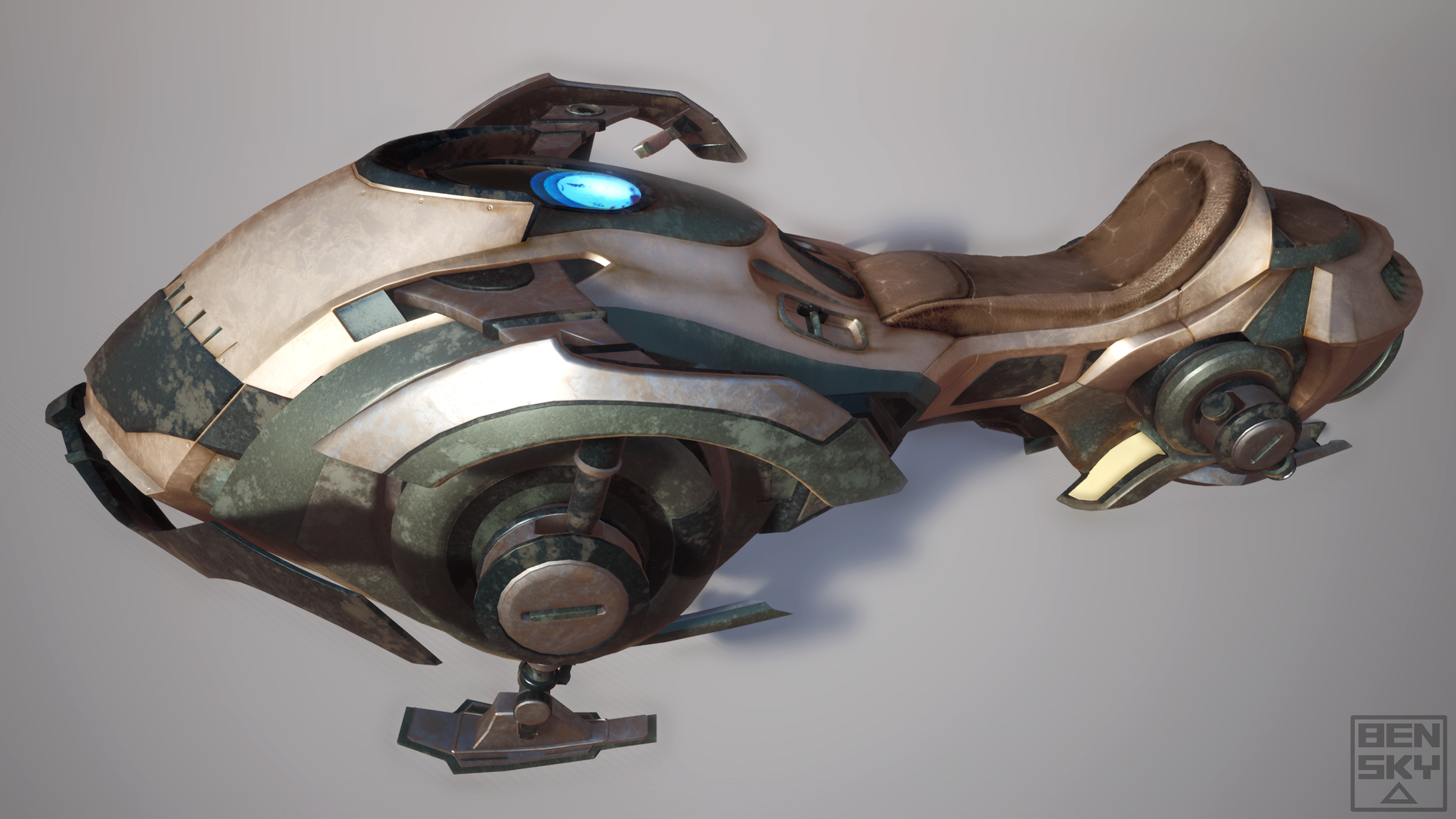 Hover bike in Unreal Engine with base materials applied.