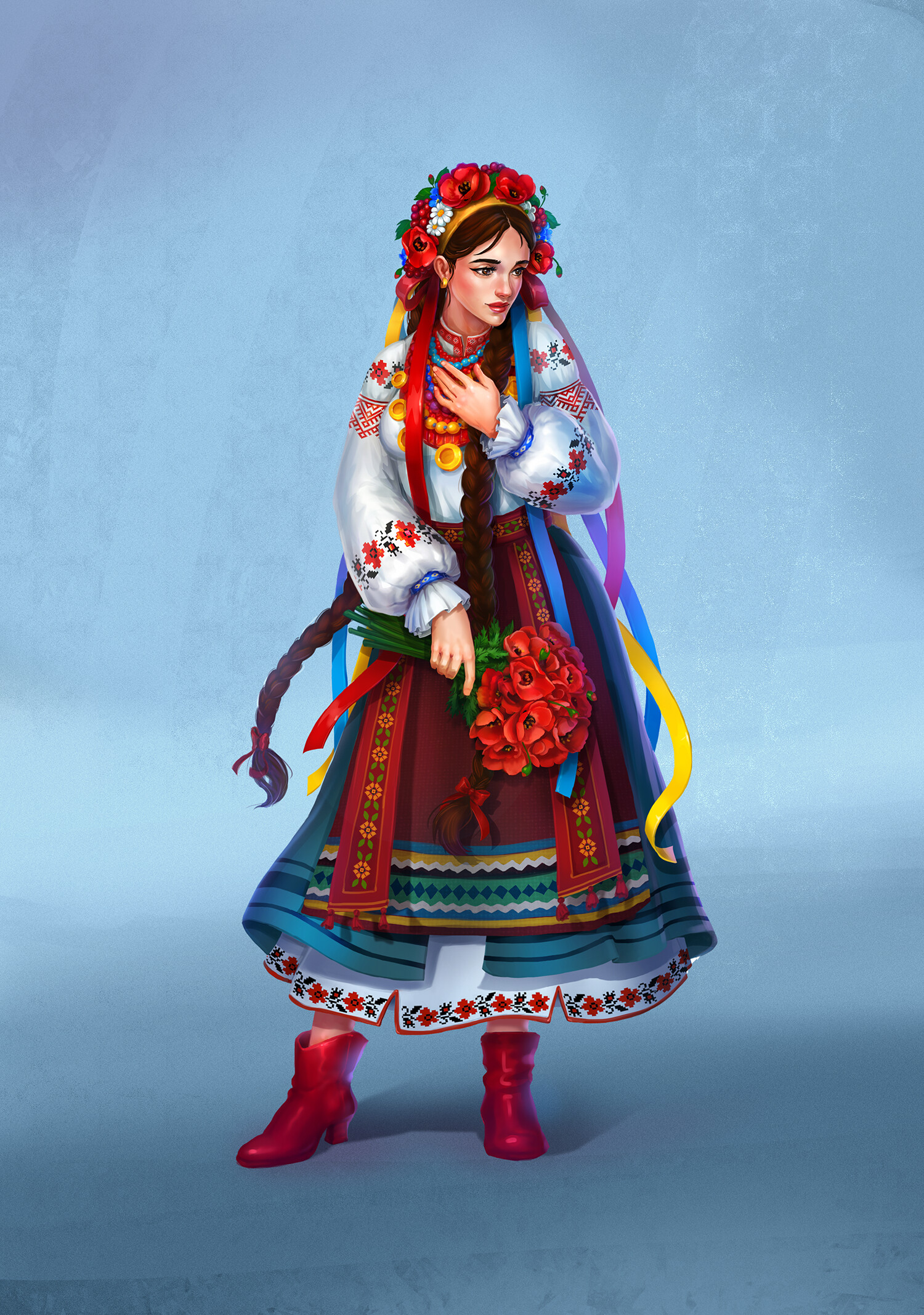 Artstation Girl In Traditional Ukrainian Clothes