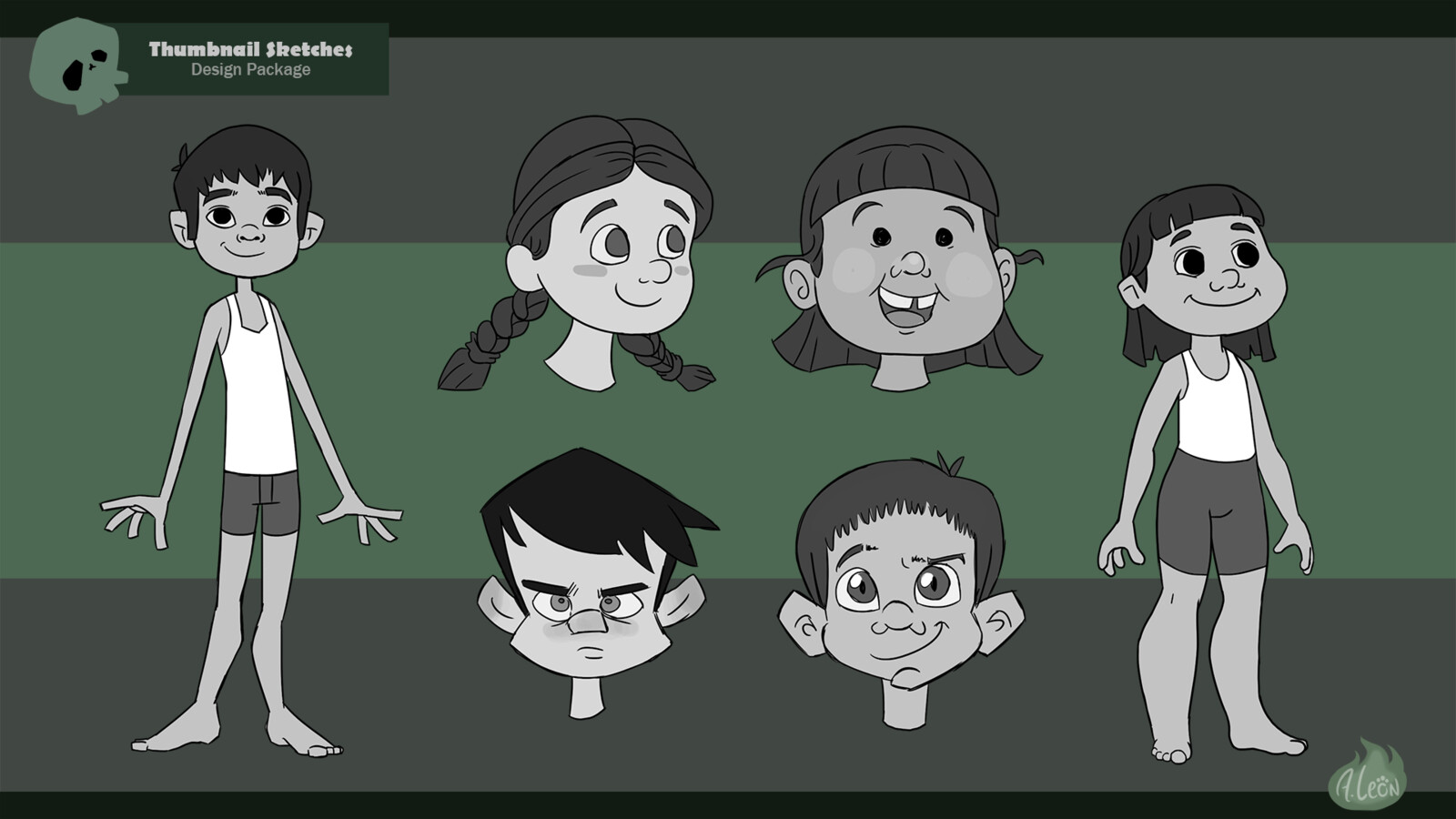 Early concepts of how "Hansel" and "Gretel" would look like. I wanted to do twins but still went on different appearances for both of them to explore shapes and proportions.