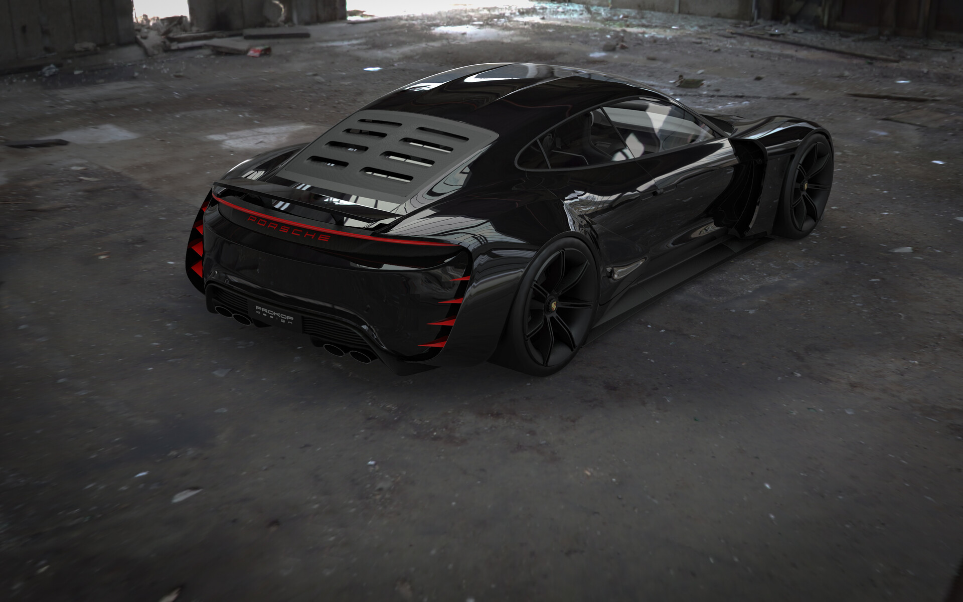 Artstation Black Porsche Mission E Rostislav Prokop