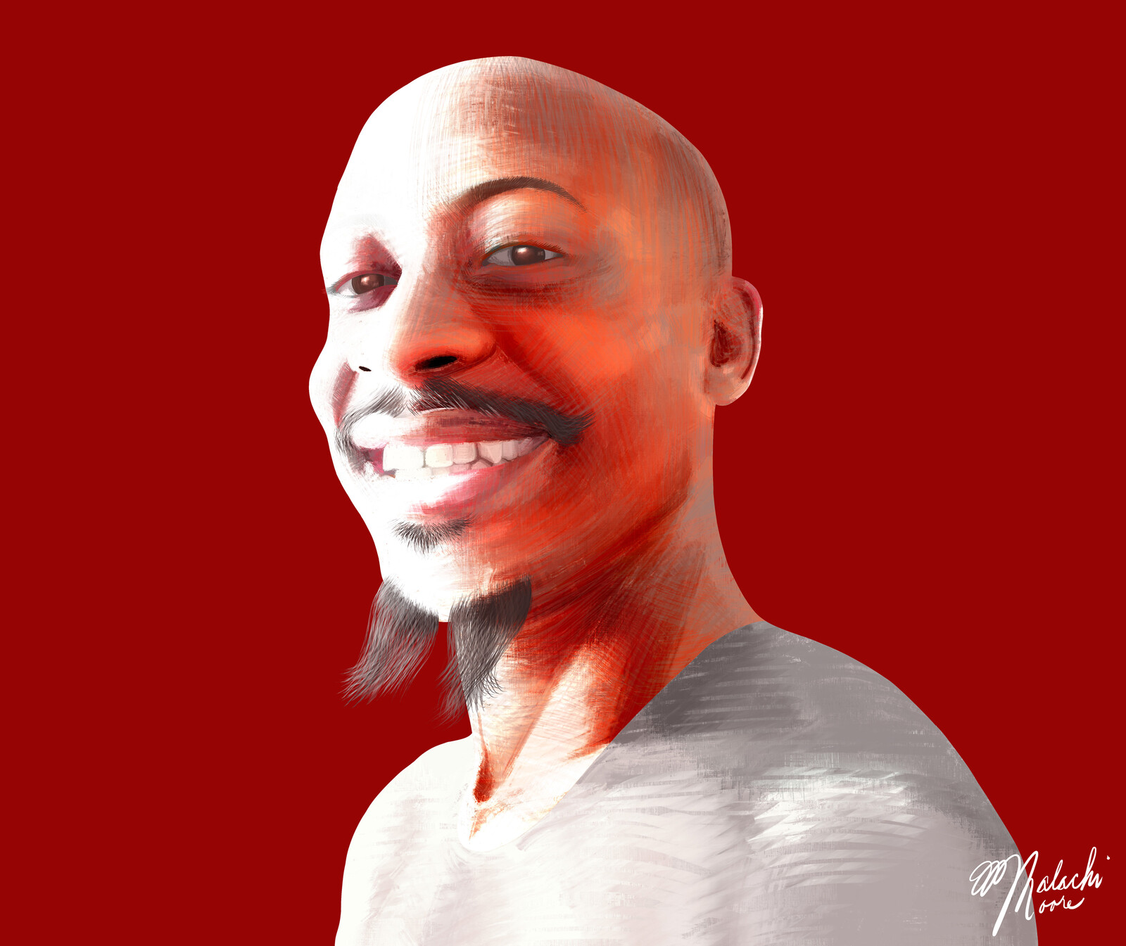 Self-portrait. Part of a larger artwork.