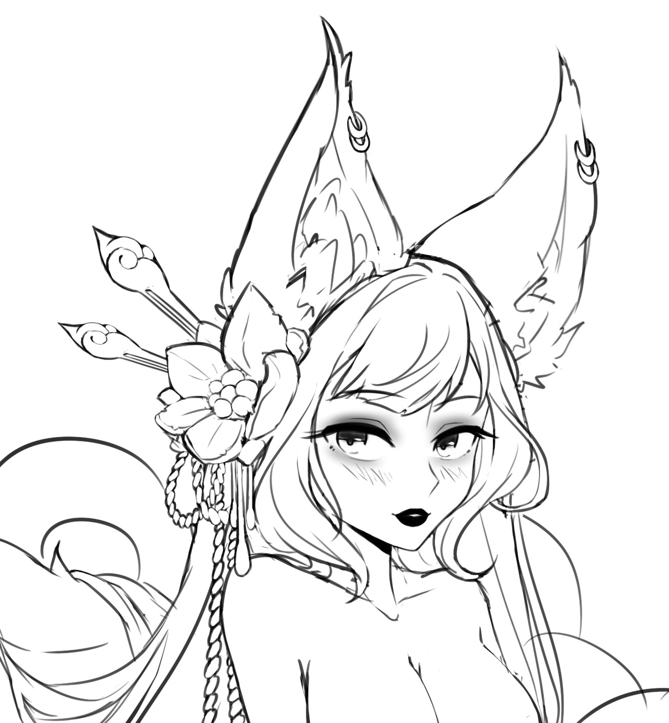 anime fox girl coloring pages
