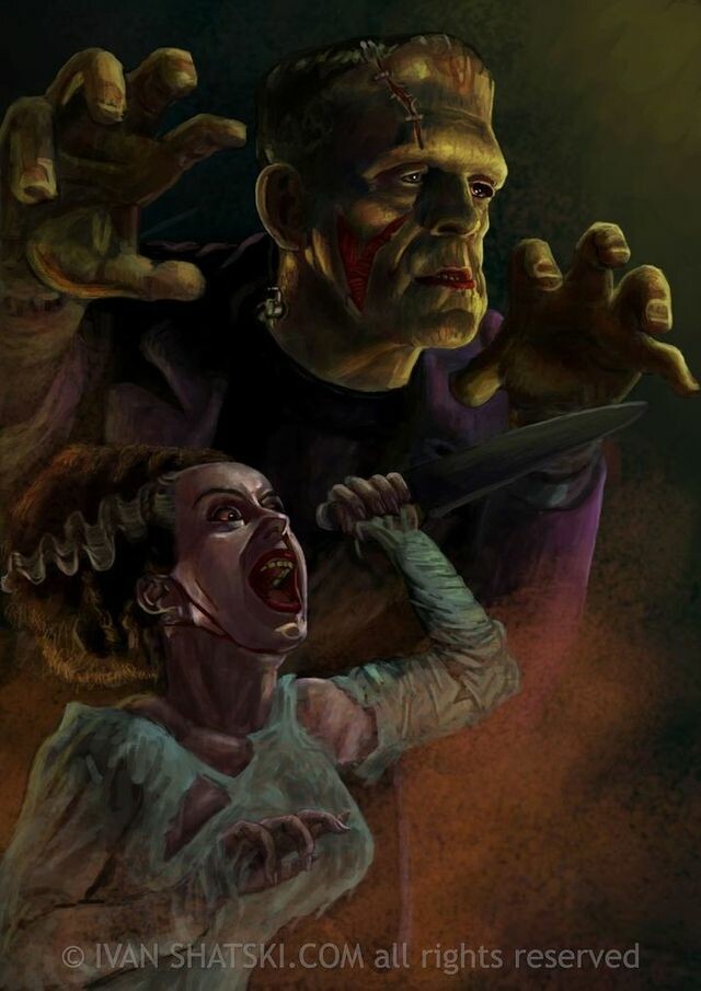 The Monster of Frankenstein and the bride