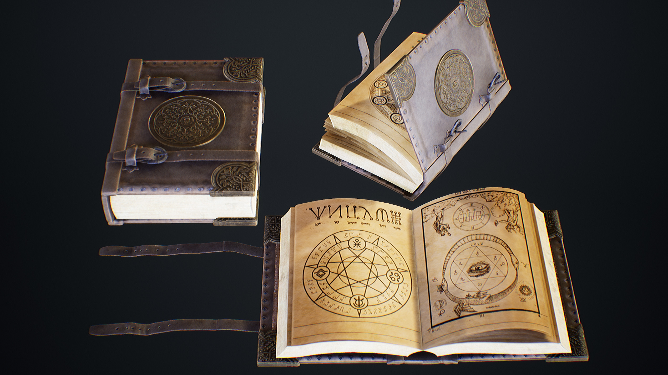 UE4 screenshot different animation state shot of the spellbook opening pages.