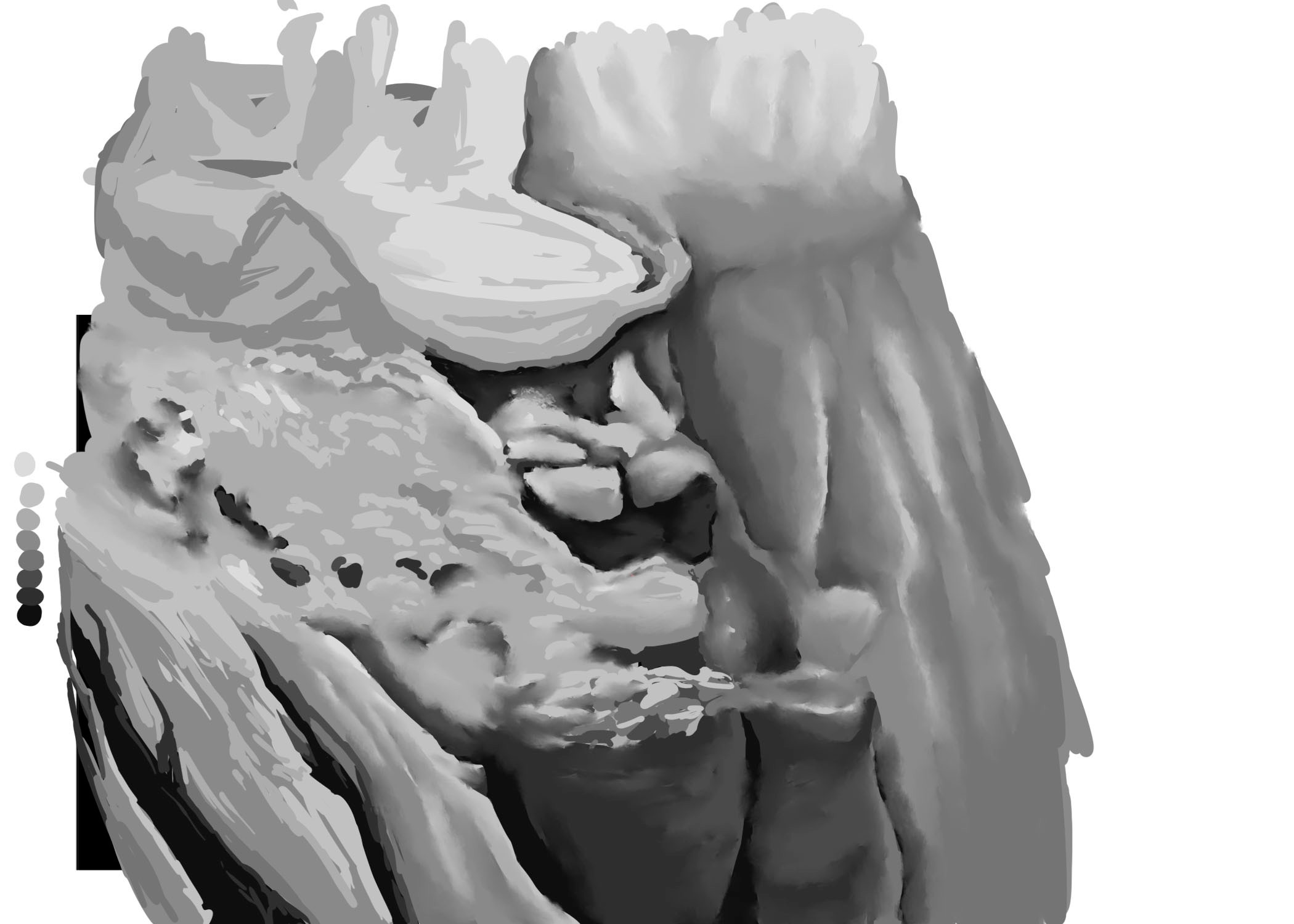 In-progress sketch of landing site.
