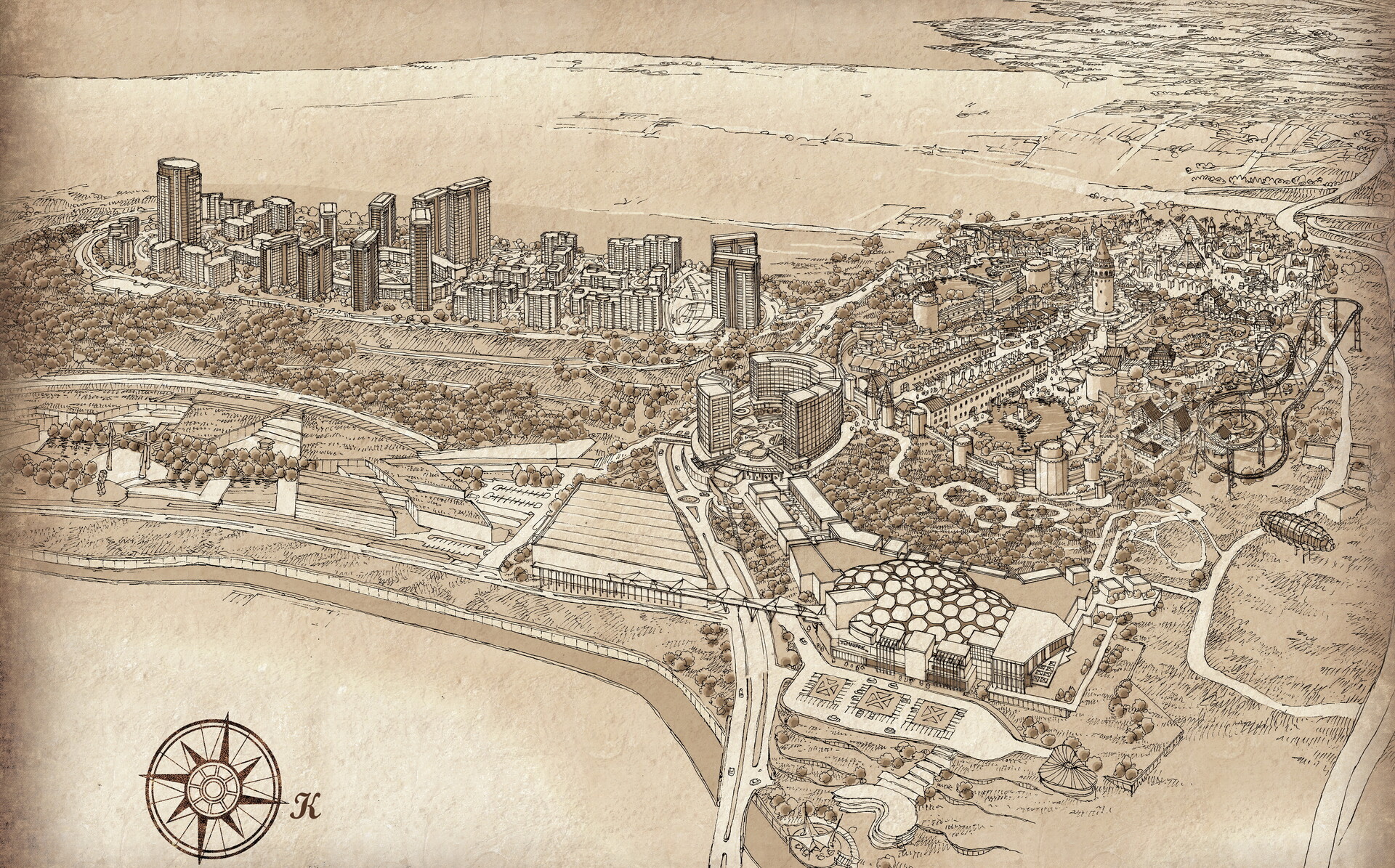 Rendforce Cg Architectural Sketch For Conceptual Theme Park Design At Tema Istanbul Turkey 2013