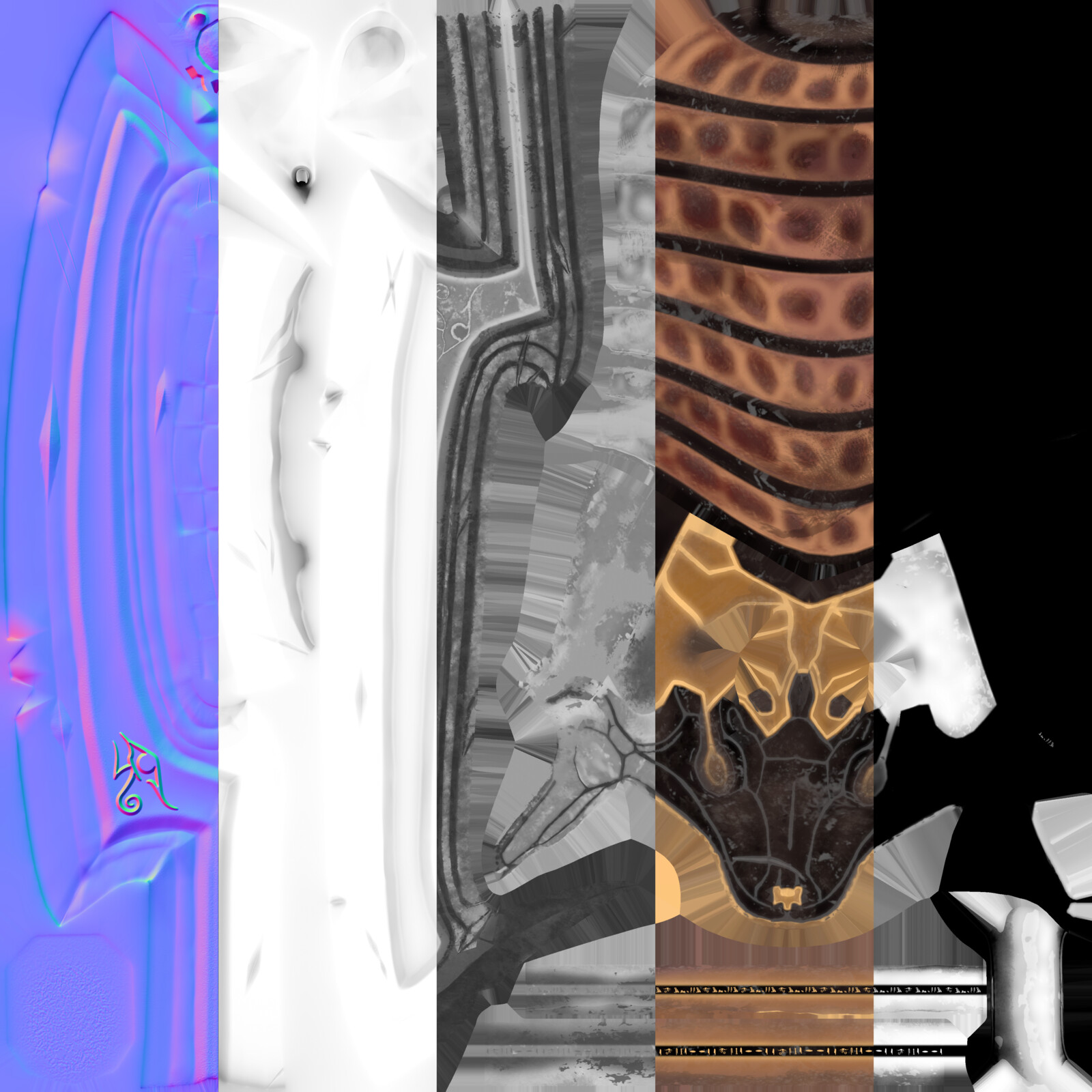 Normal, Ambient Occlusion, Roughness, Base Color, Metalness