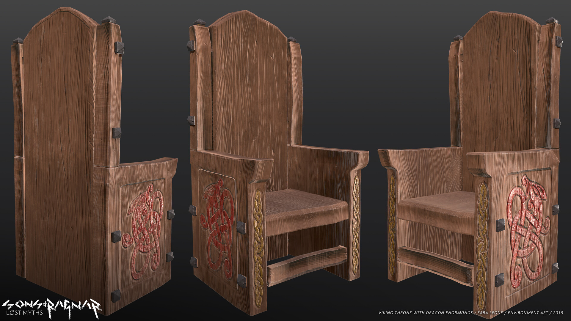 Artstation Viking Throne With Dragon Engravings Sara Leone