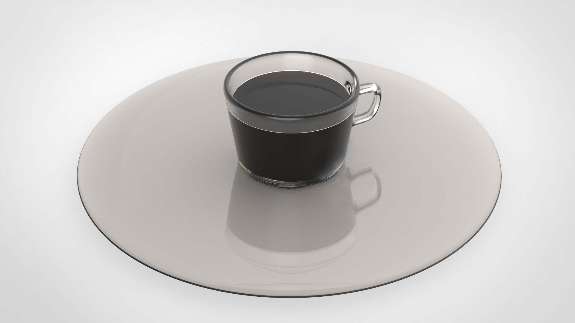 Artstation Generic Transparent Cup With Tea Atop A Shiny Ceramic