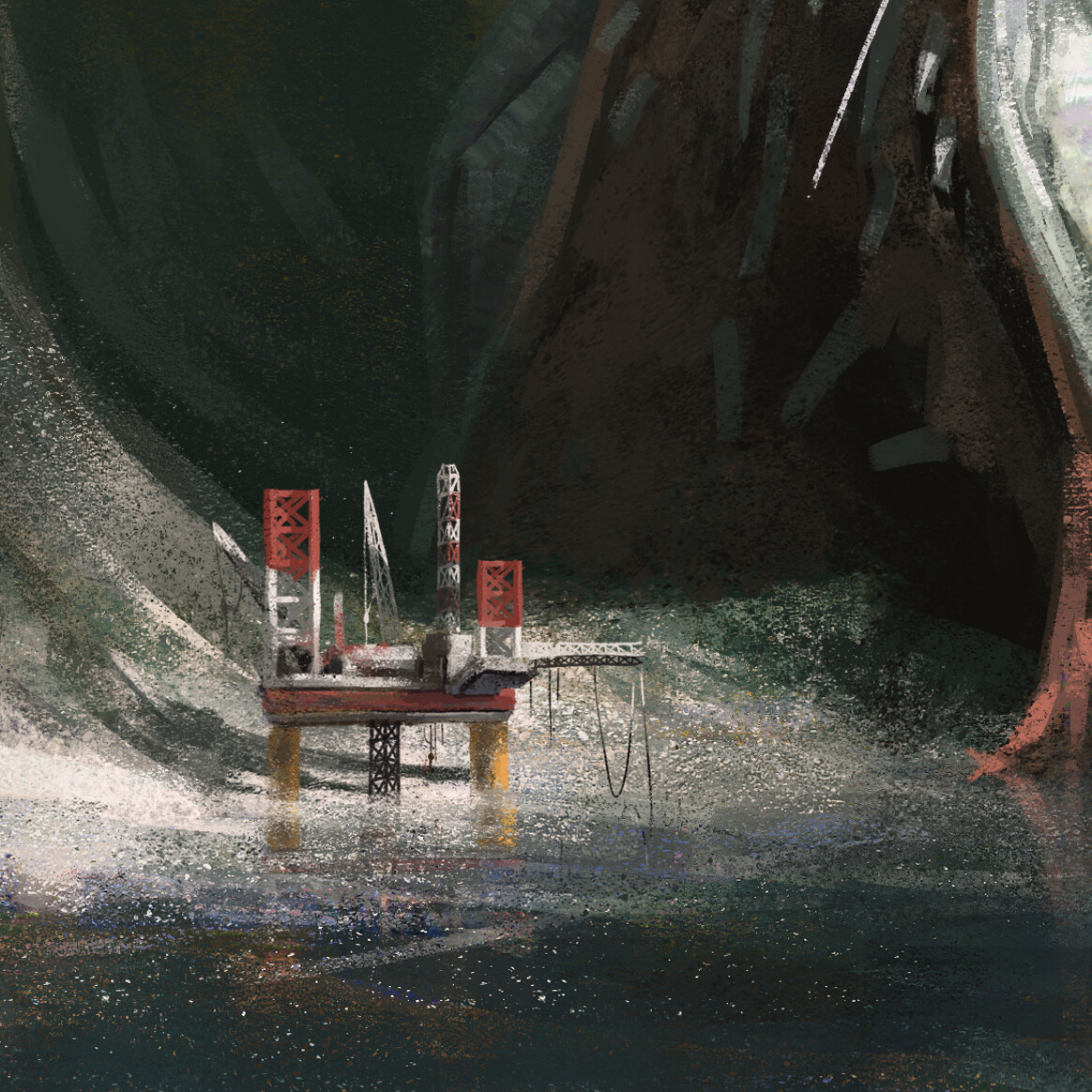 Close up of the oil rig.