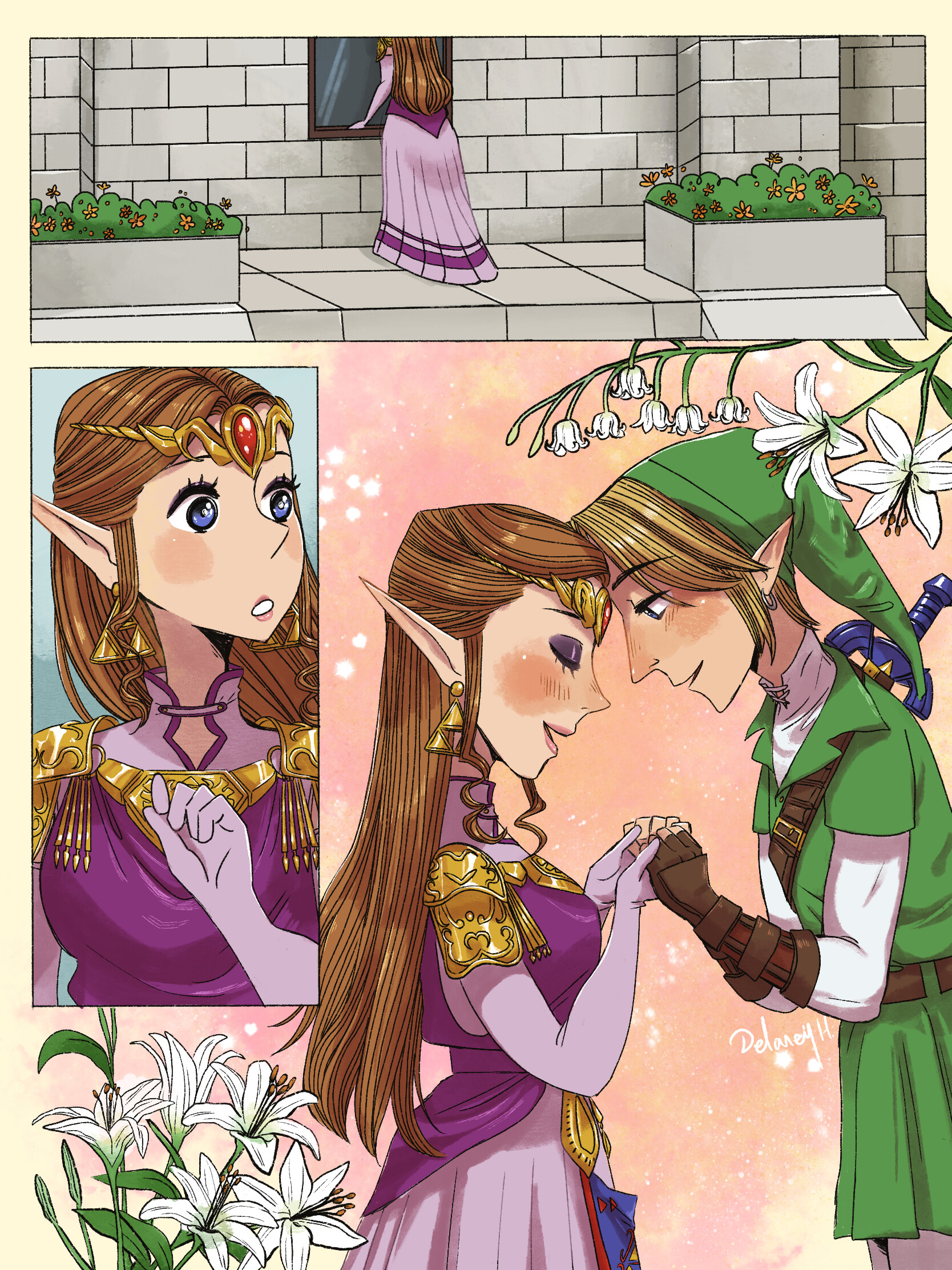 Comic pages based on the Legend of Zelda franchise with varing tones and st...