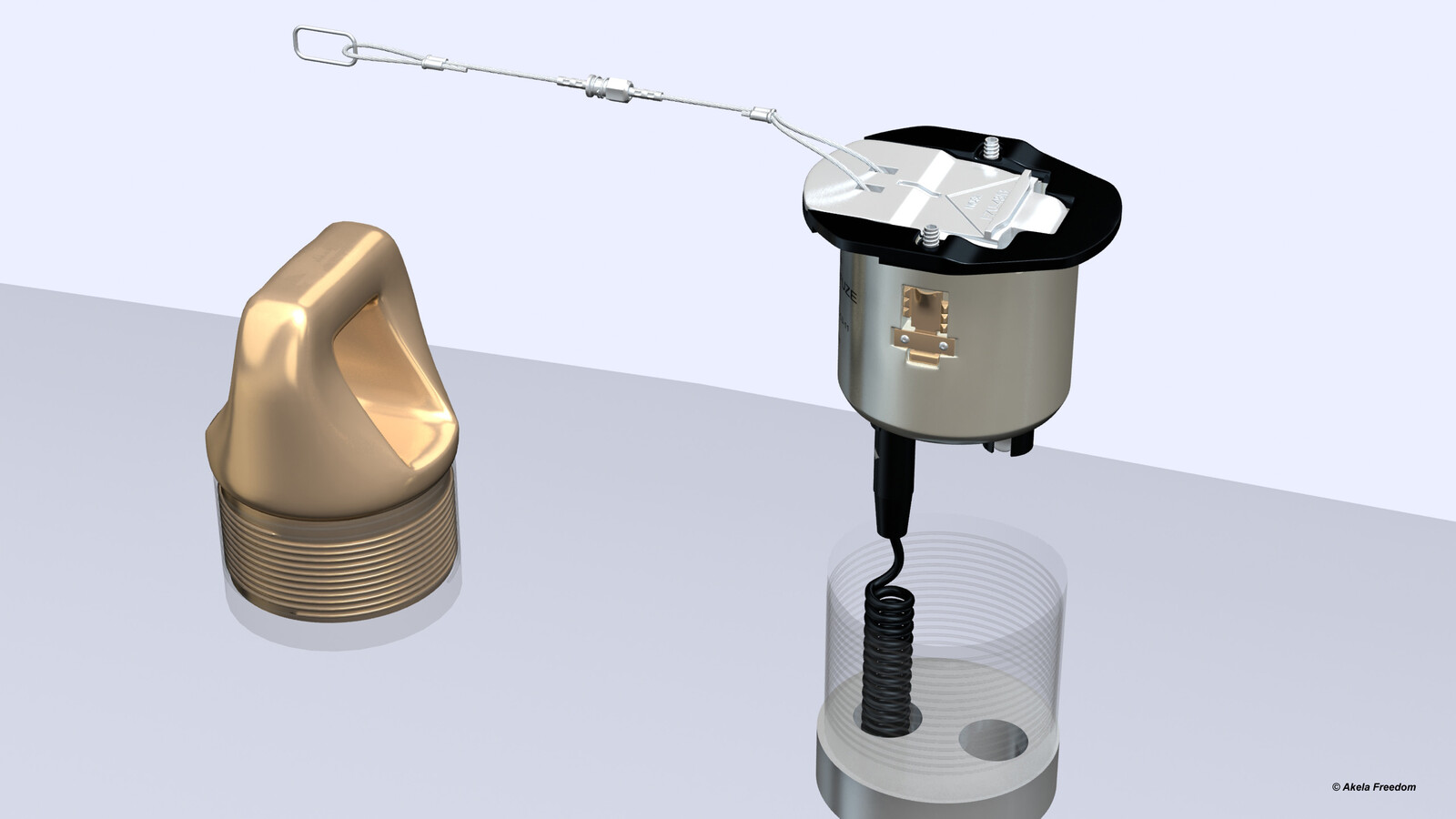 The cover assembly has an arrow to indicate proper orientation when installed in the bomb and has a flexible lanyard with a swivel break link that attaches to the bomb rack.