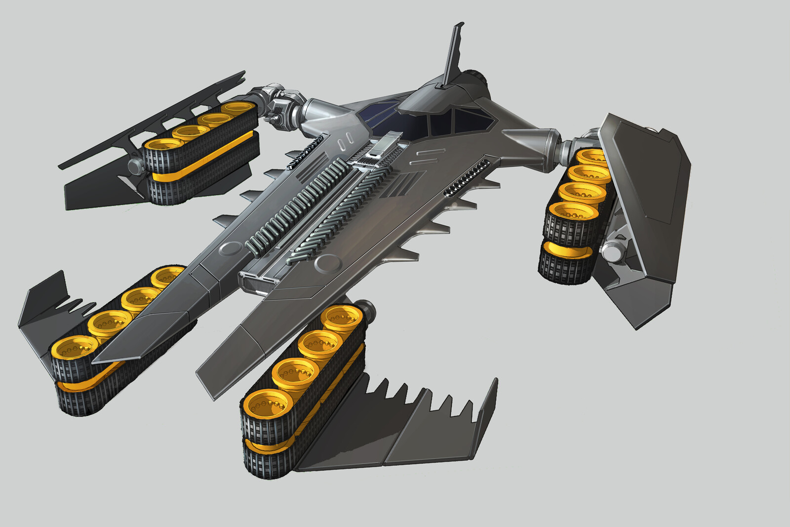 Batwing to Bat Tank transformation toy design: I had to design the batwing to physically transform into the Bat Tank utilizing tiny servos.