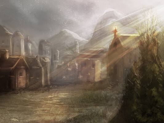 Artstation Medieval Town Square Thumbnail Concept Mauricio Wallace