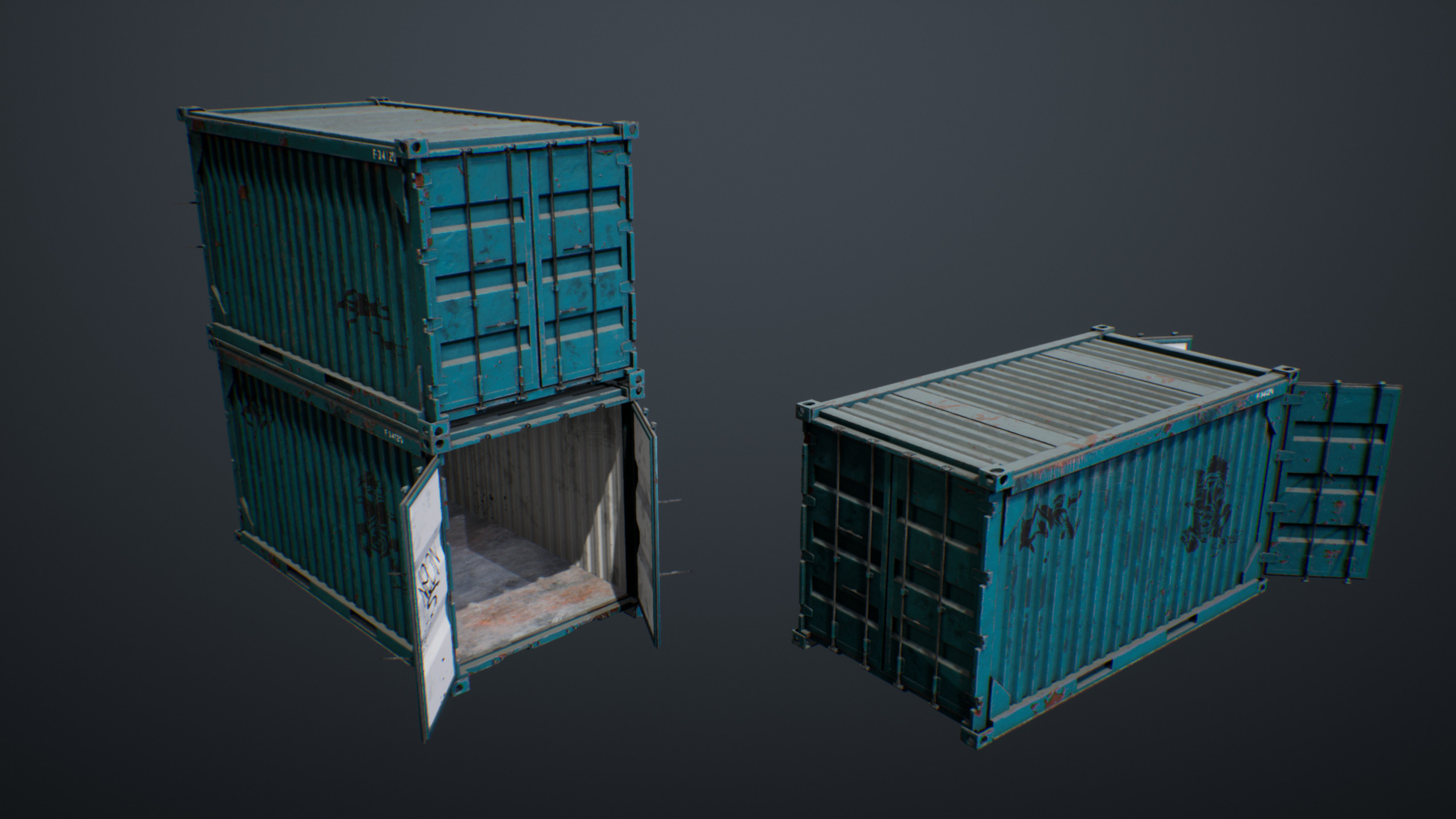 UE4 screenshot front view shot of containers.