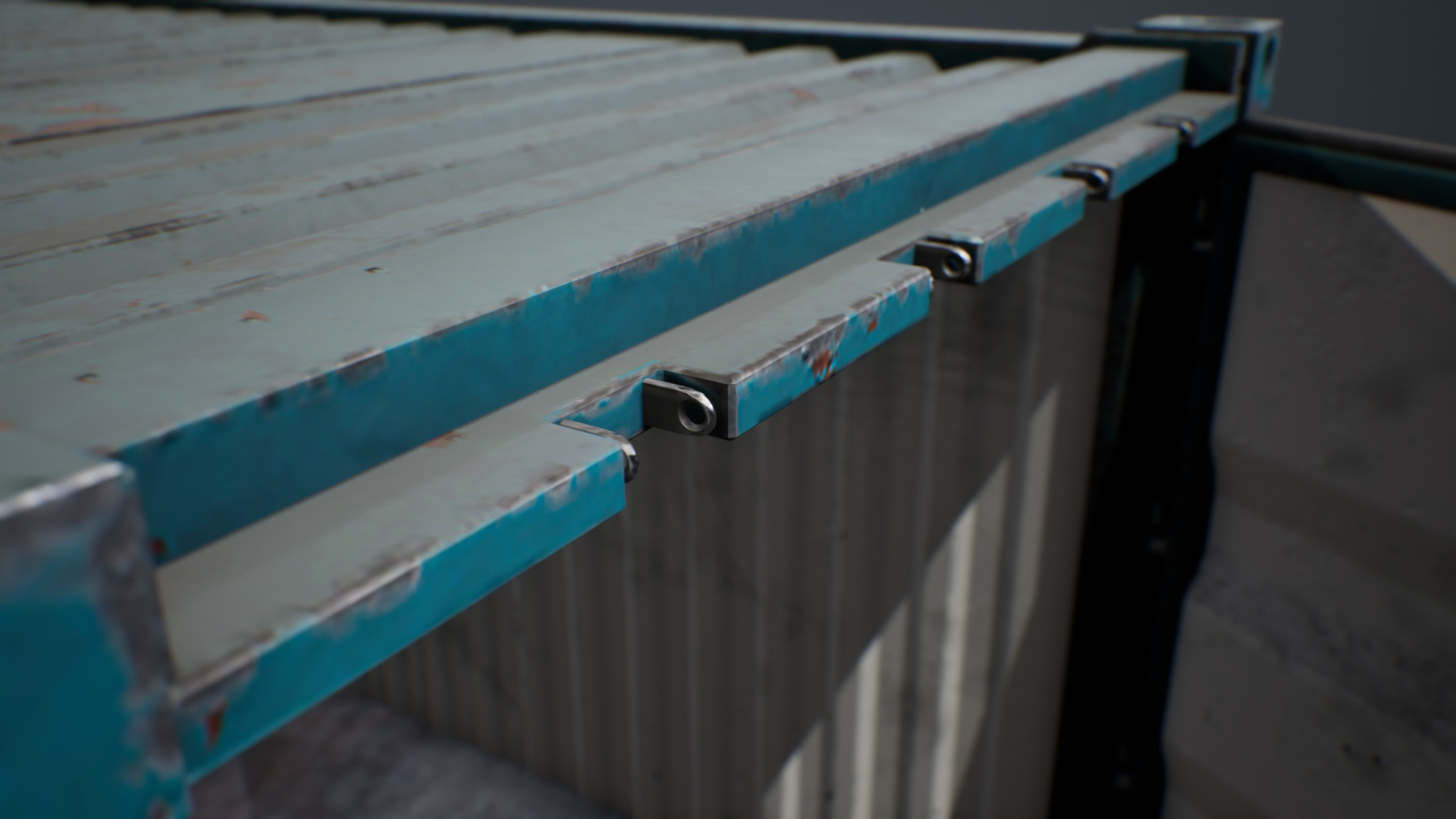 UE4 screenshot detailed shot of the container hinges 3.