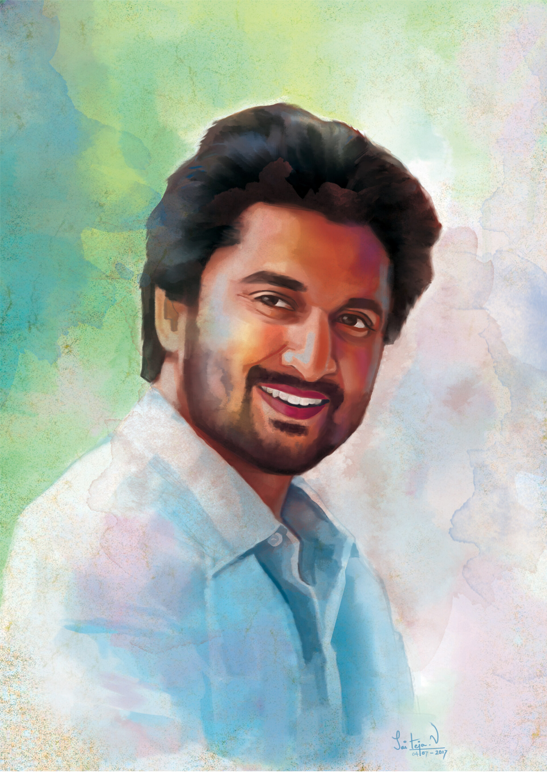 Artstation Portrait Of Actor Nani When I Used Mouse To Paint