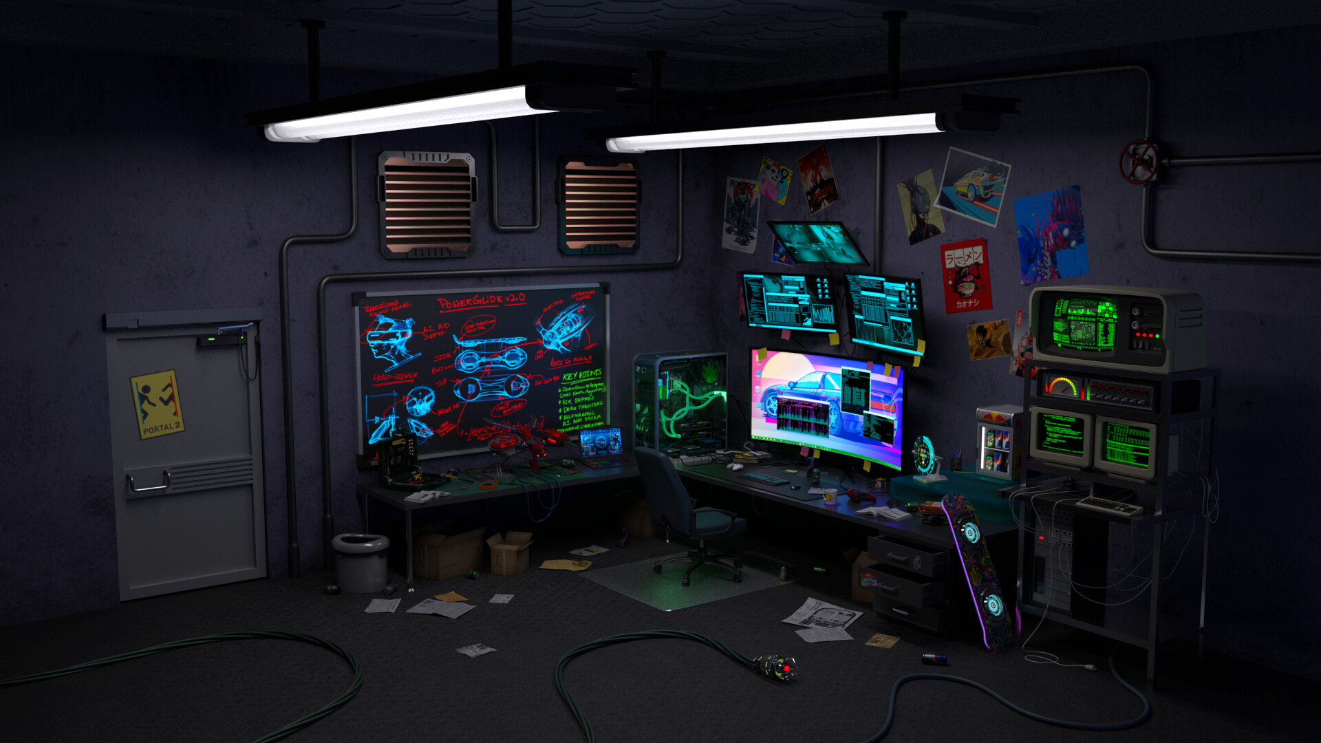 Gaurav Gomes Cyberpunk Basement Room 3d Environment Concept