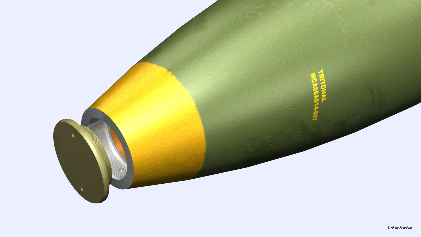 Shipping Configuration for MK-84:
The plastic plug installed in the nose and tail fuze well to prevent damage to the internal threads and keep out moisture.